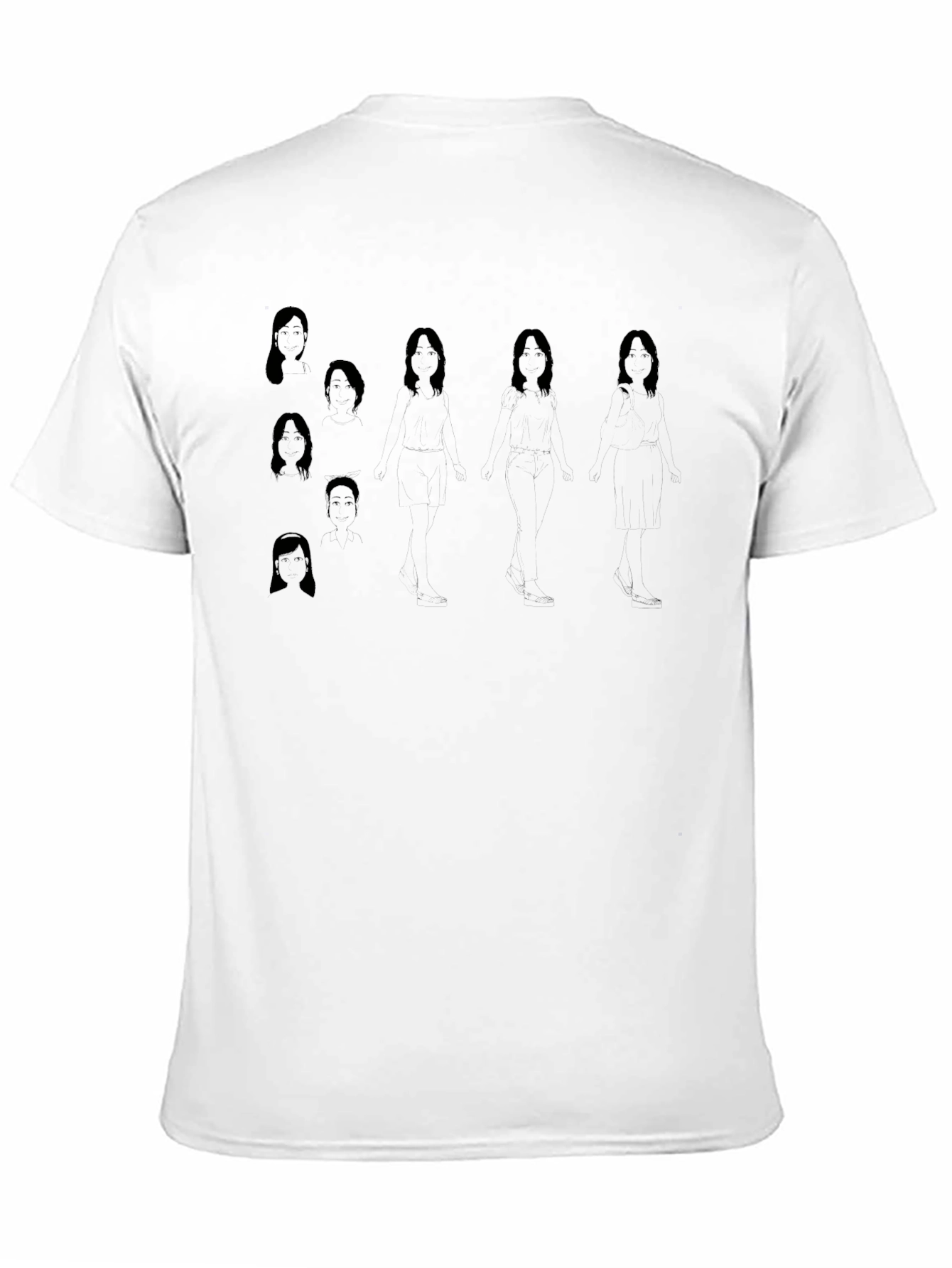 Silhouette Womens Faces Graphic Tee - Black