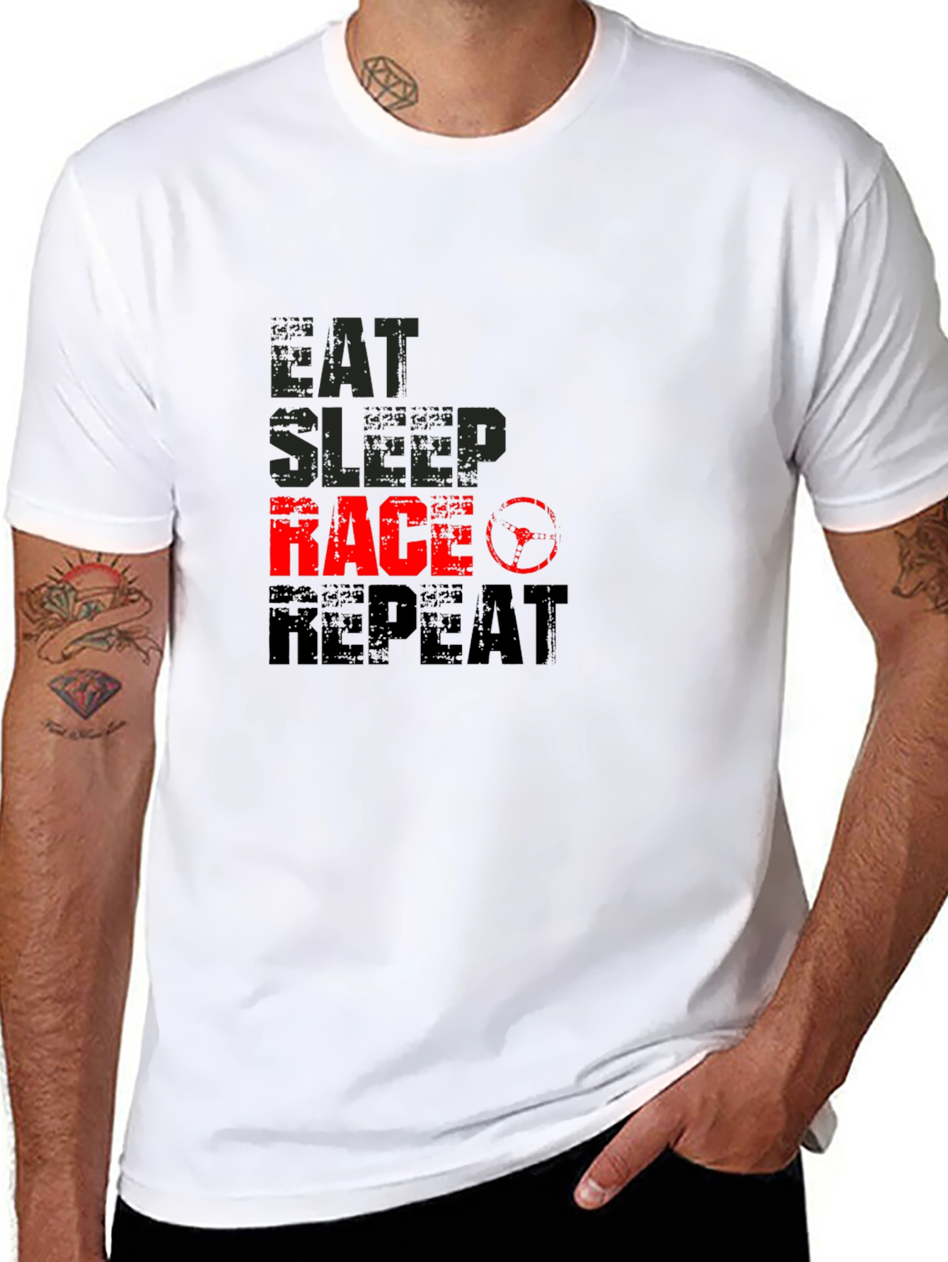 Eat Sleep Race Repeat Black T-Shirt