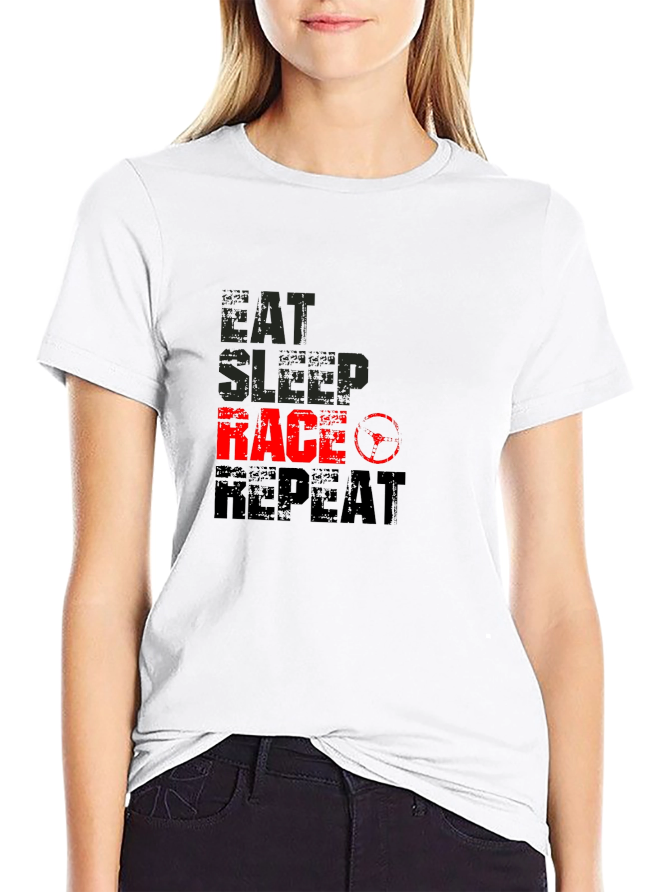 Eat Sleep Race Repeat Black T-Shirt
