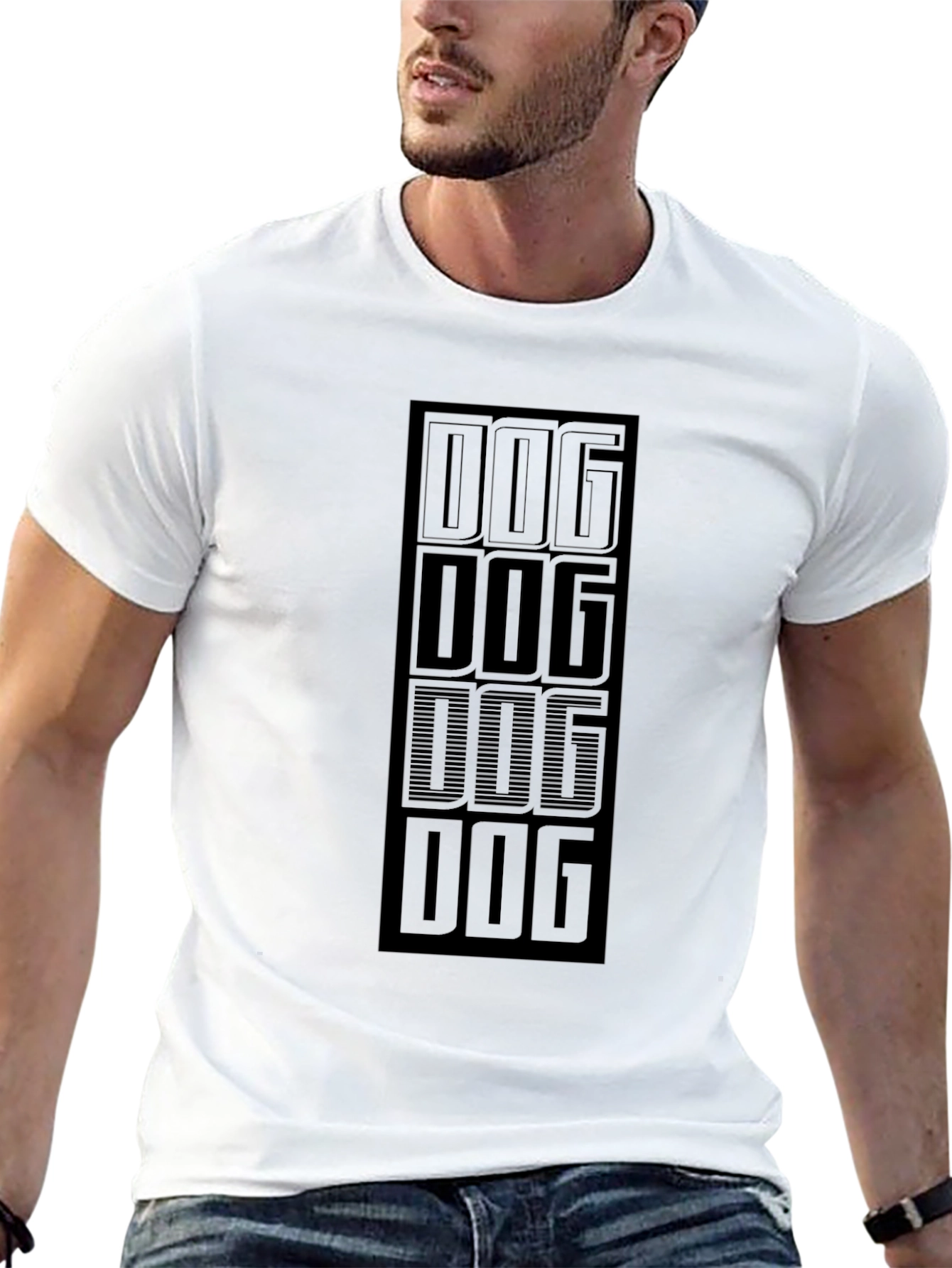 Dog Stacked Graphic Black T-Shirt
