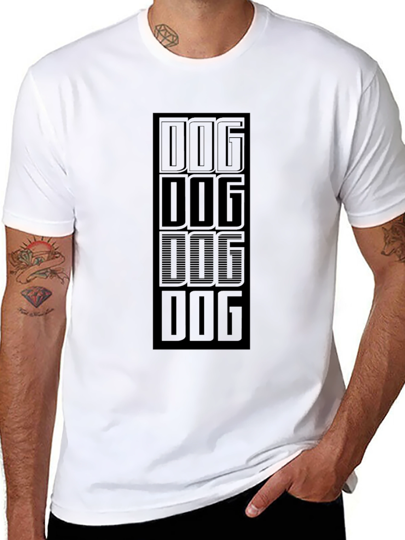 Dog Stacked Graphic Black T-Shirt