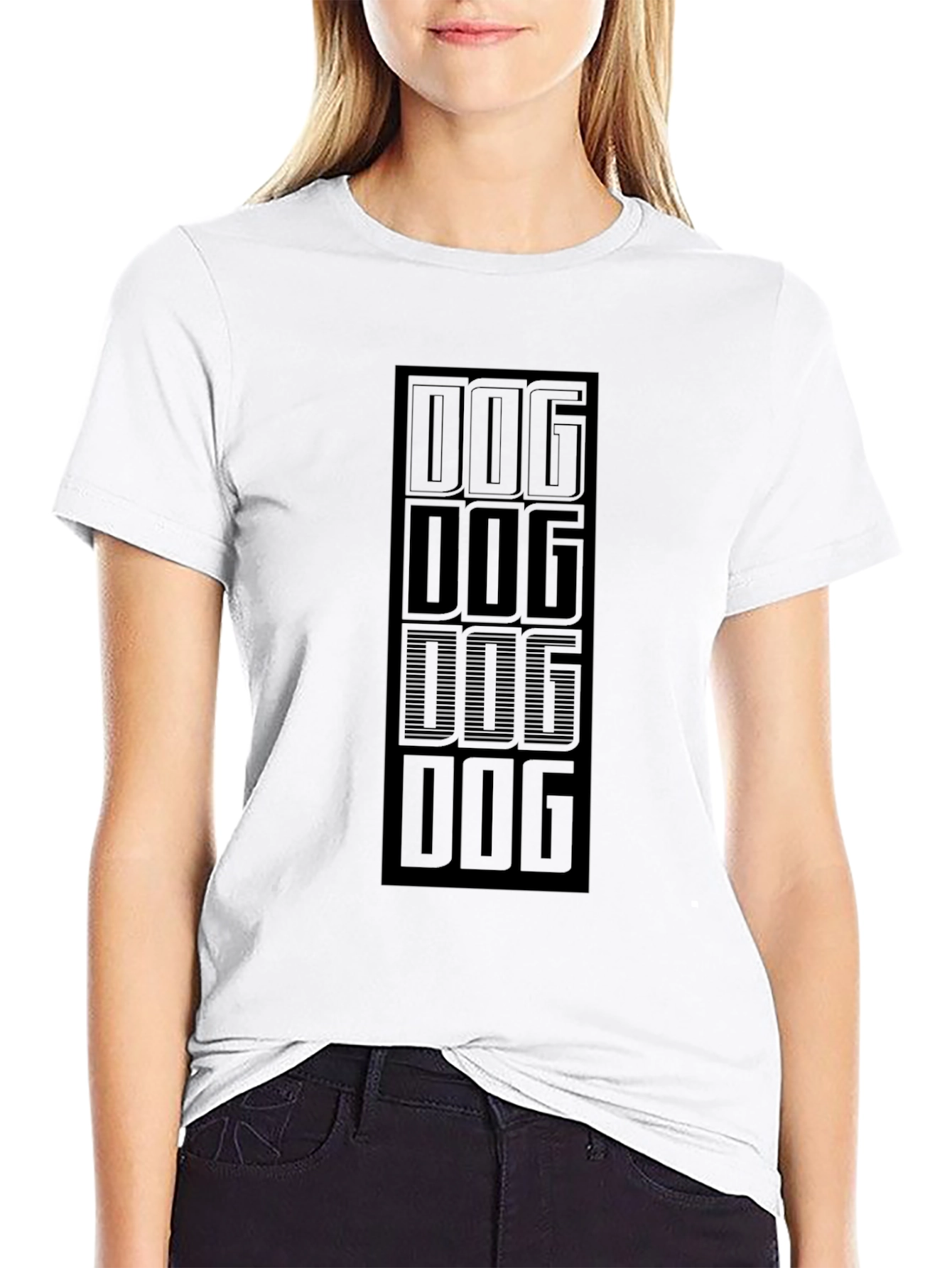 Dog Stacked Graphic Black T-Shirt