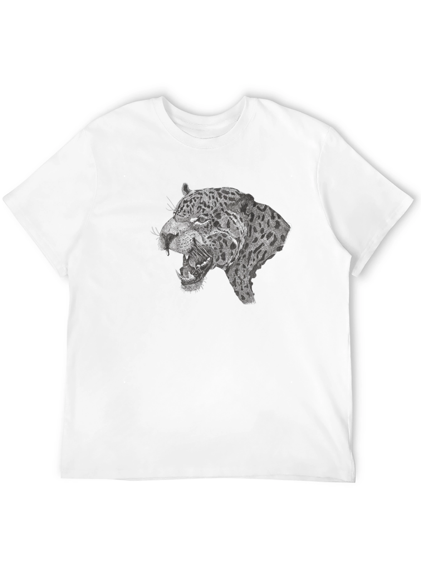 Black T-Shirt with Roaring Leopard Graphic