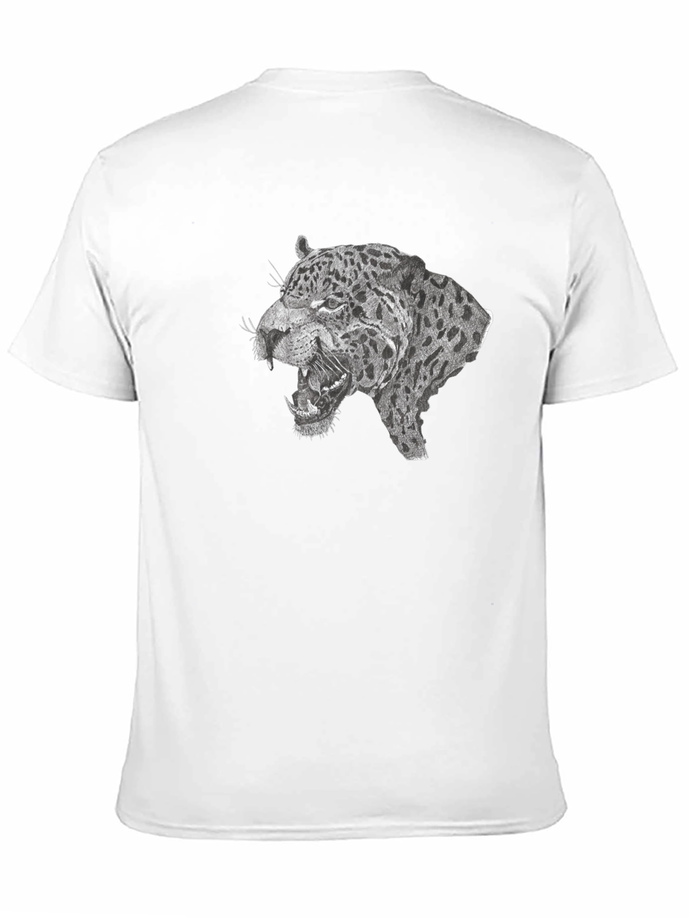 Black T-Shirt with Roaring Leopard Graphic