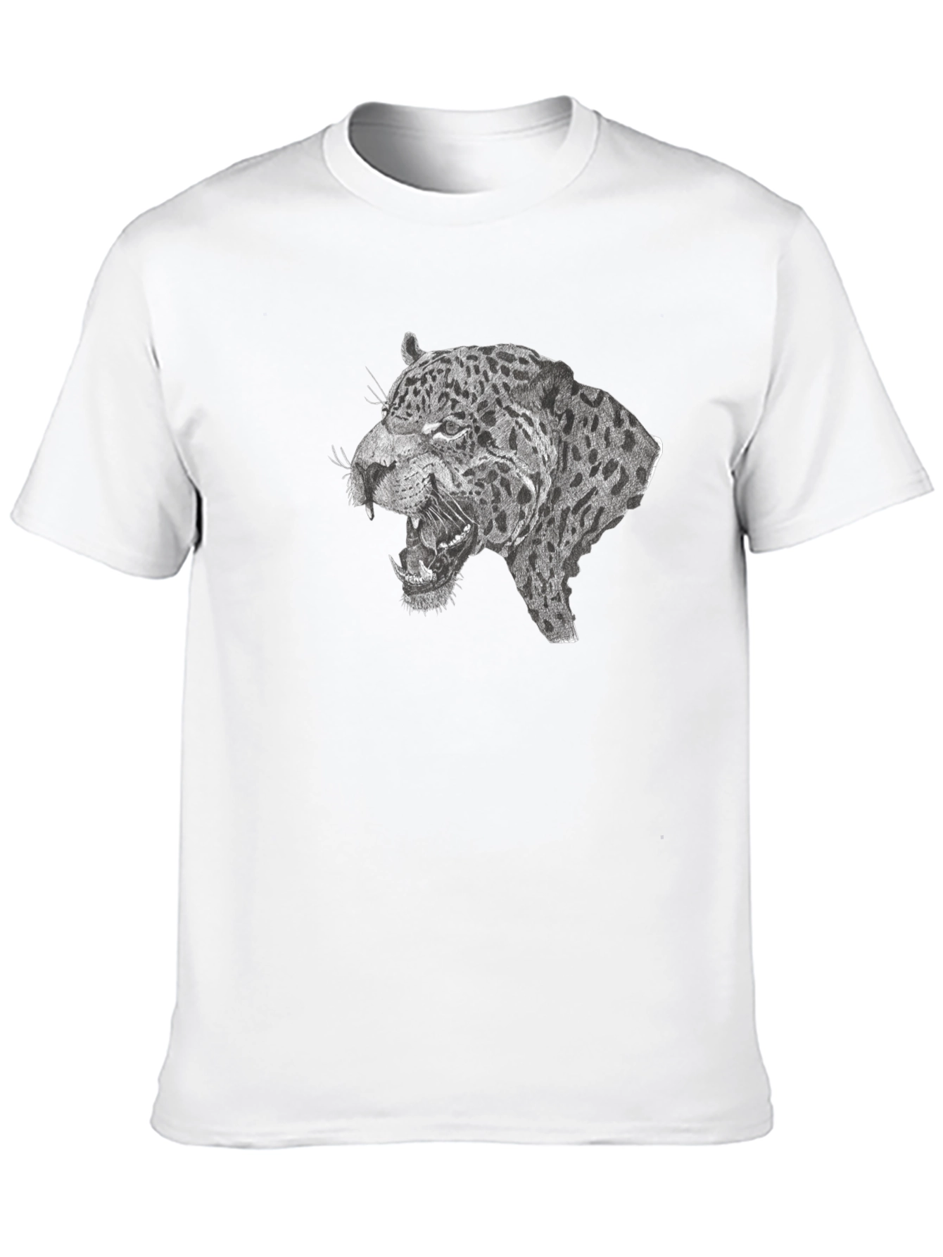 Black T-Shirt with Roaring Leopard Graphic