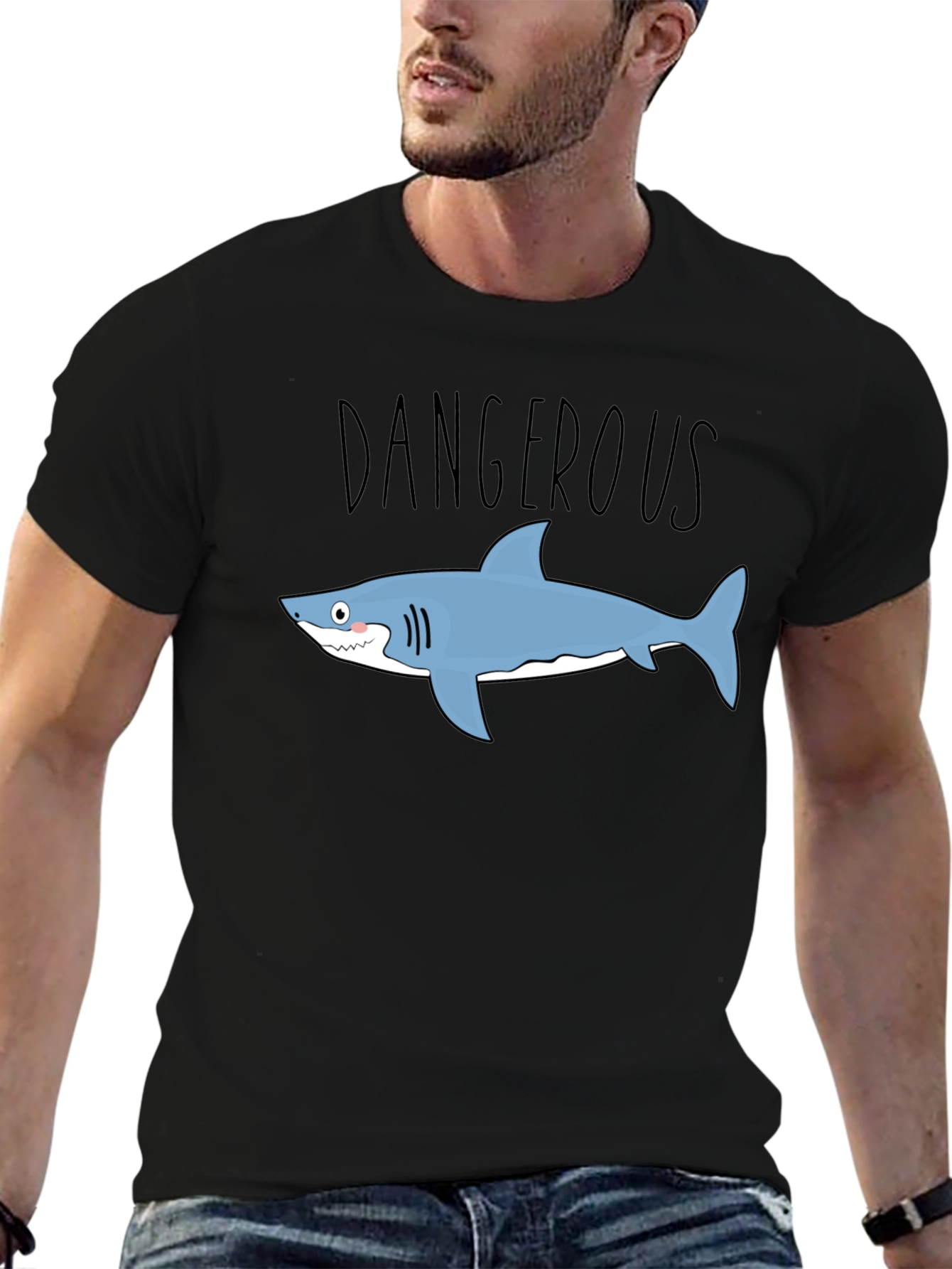 Dangerous Shark Graphic Tee - Mens Black T-Shirt