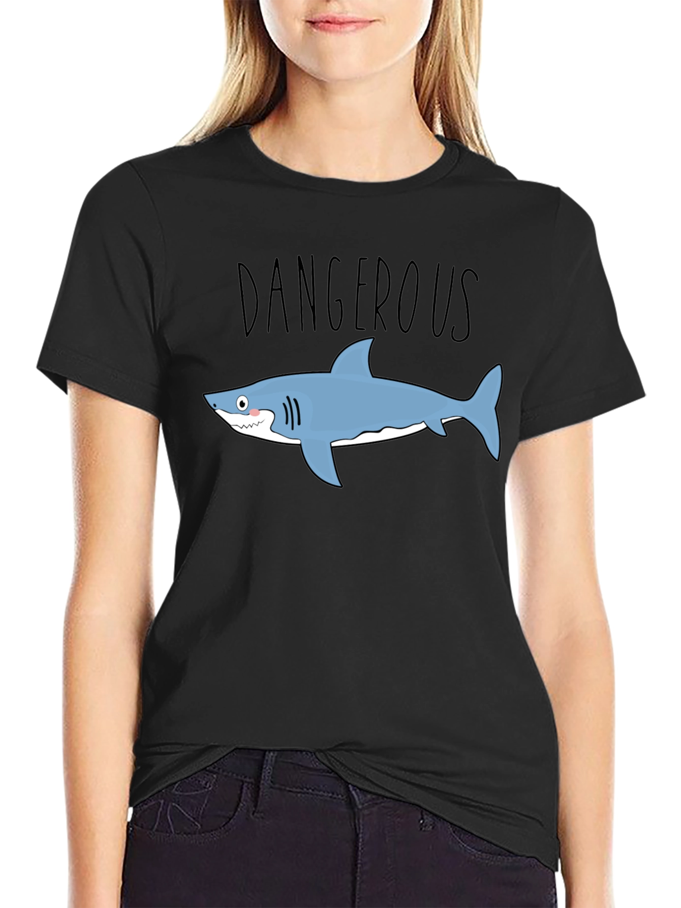 Dangerous Shark Graphic Tee - Mens Black T-Shirt
