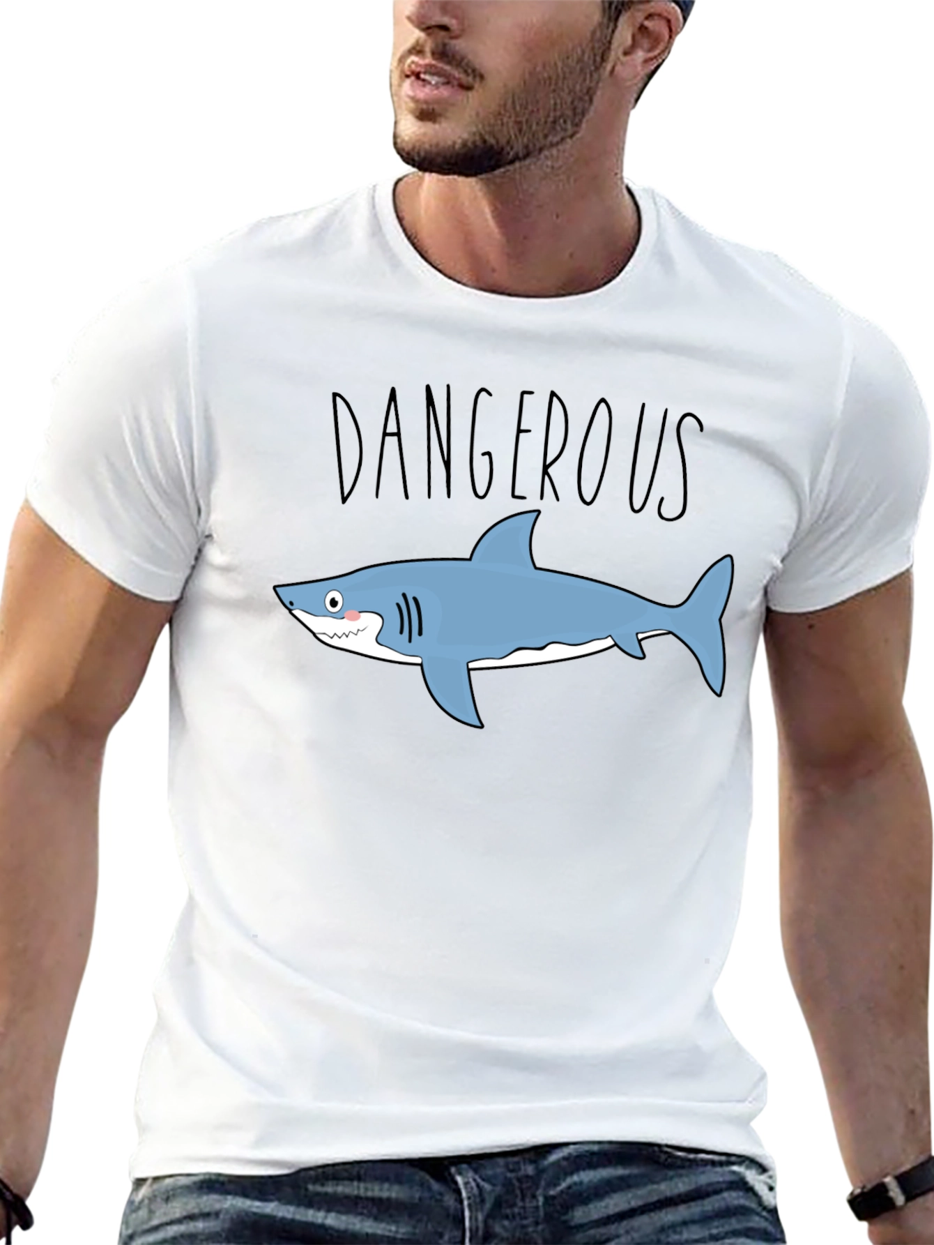 Dangerous Shark Graphic Tee - Mens Black T-Shirt