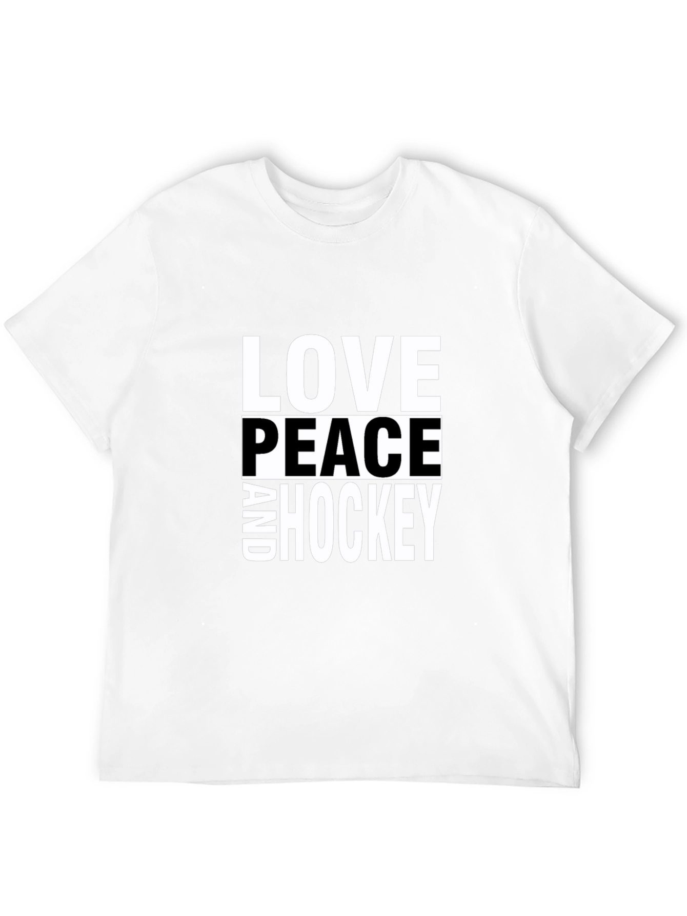 Love Peace and Hockey Black T-Shirt