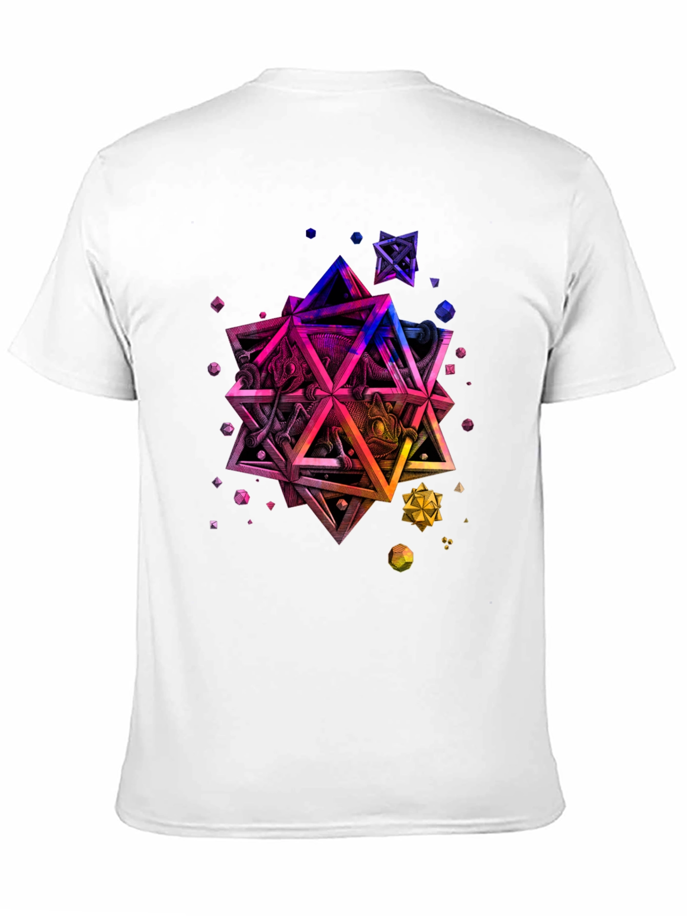 Geometric Chameleon Graphic Tee - Black