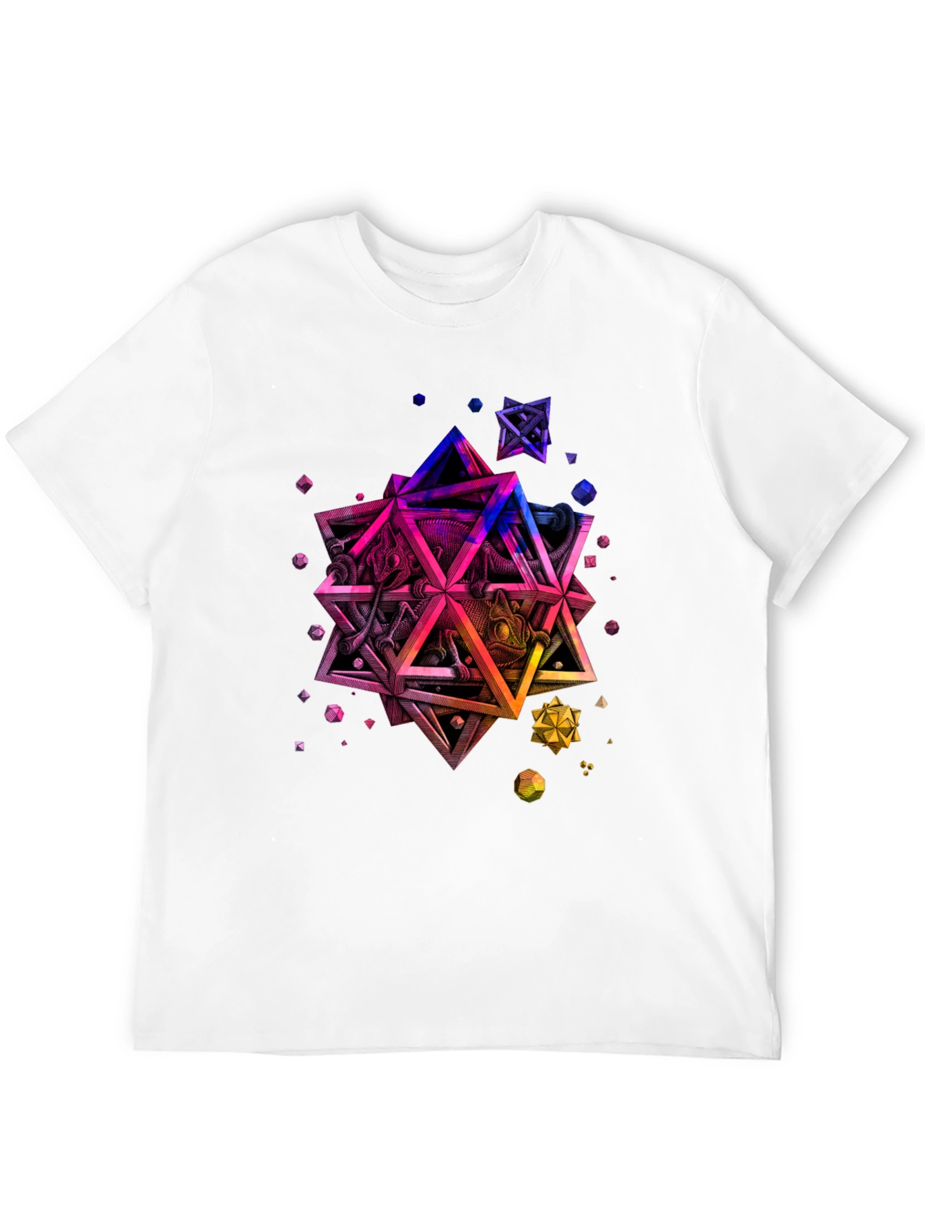 Geometric Chameleon Graphic Tee - Black