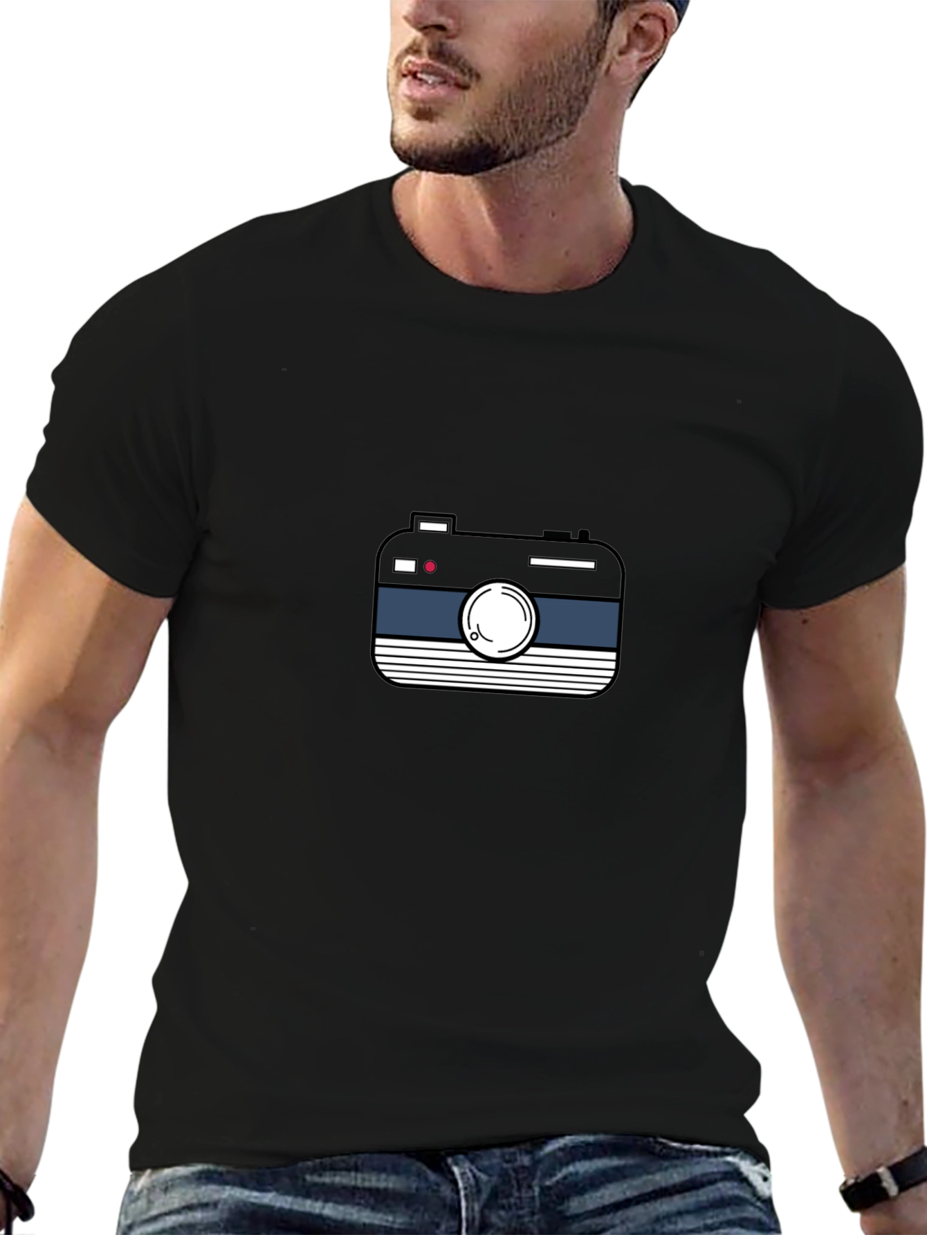 Retro Camera Graphic Black Tee