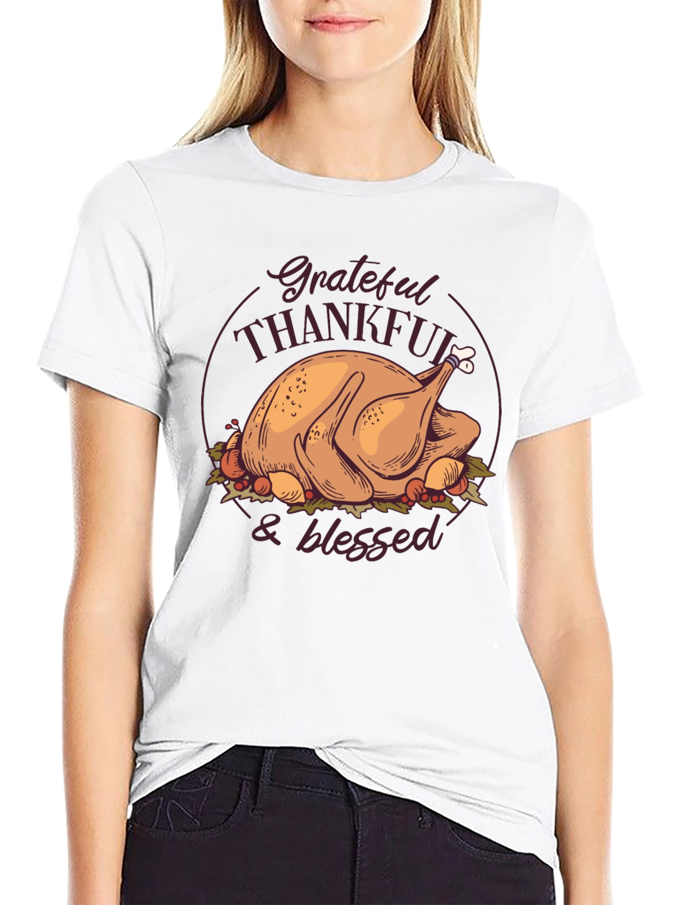 Thanksgiving Turkey Grateful Blessed T-Shirt