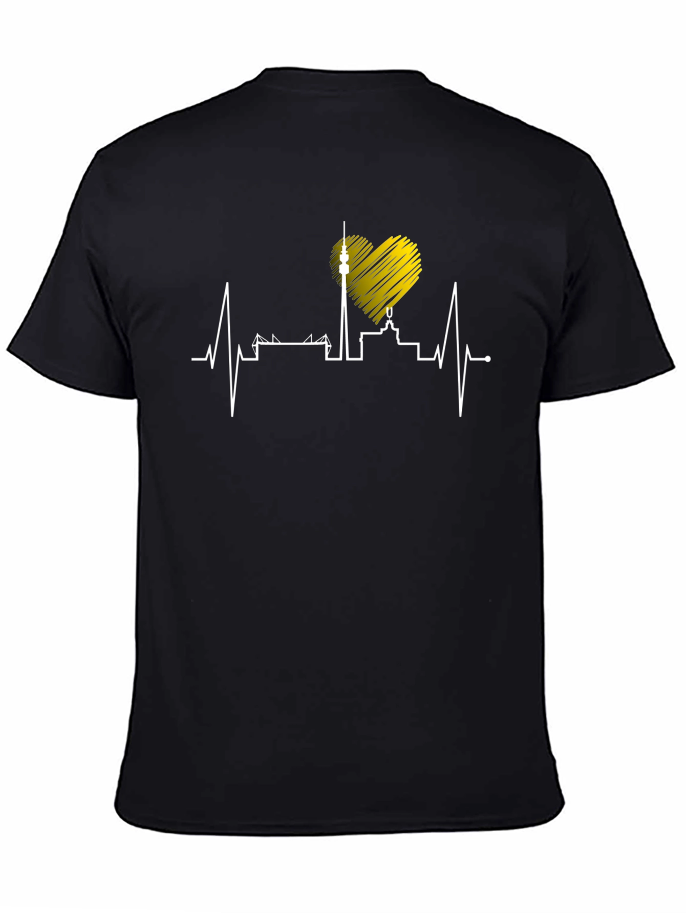 Berlin Skyline Heartbeat Black T-Shirt