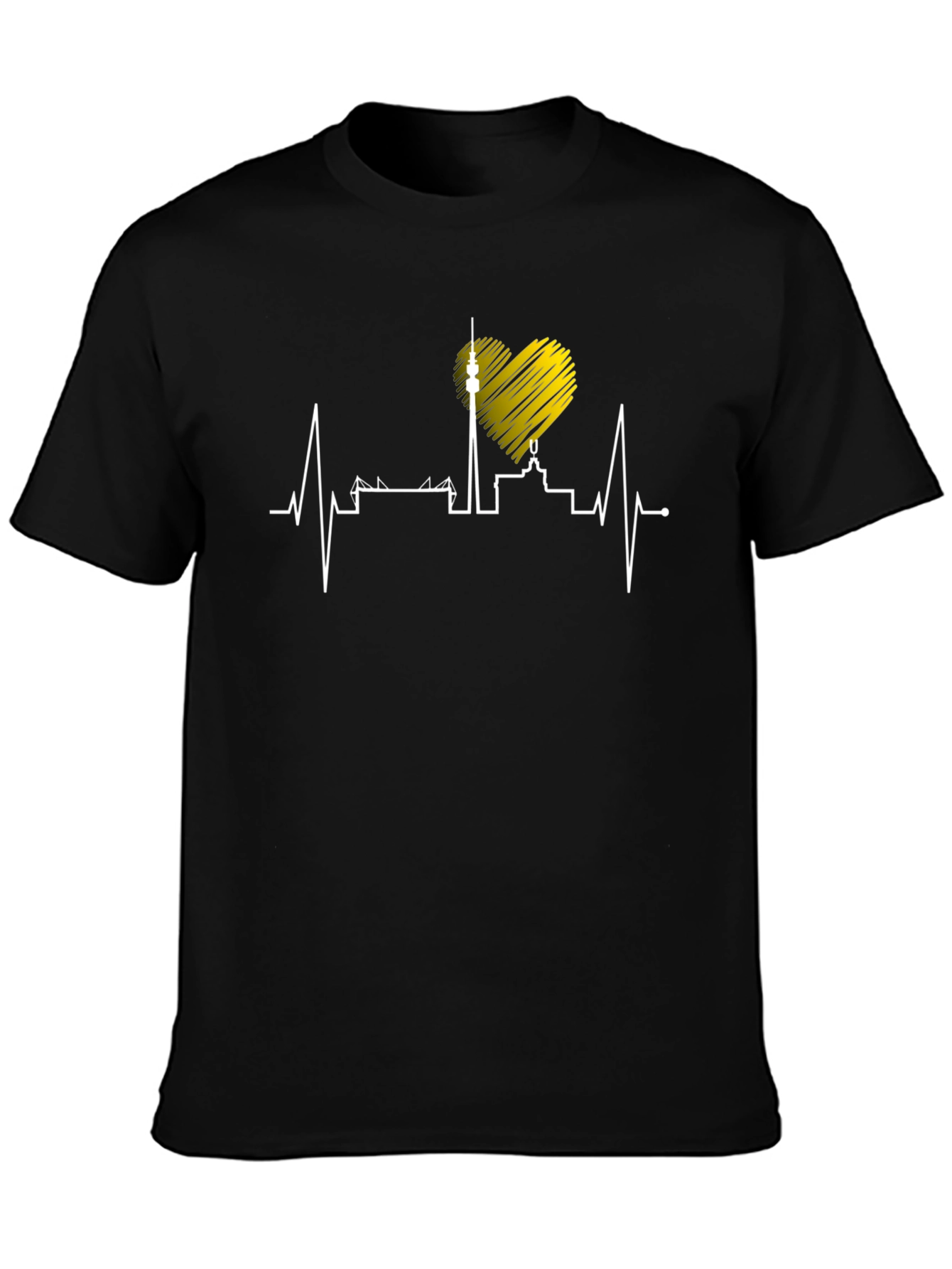 Berlin Skyline Heartbeat Black T-Shirt