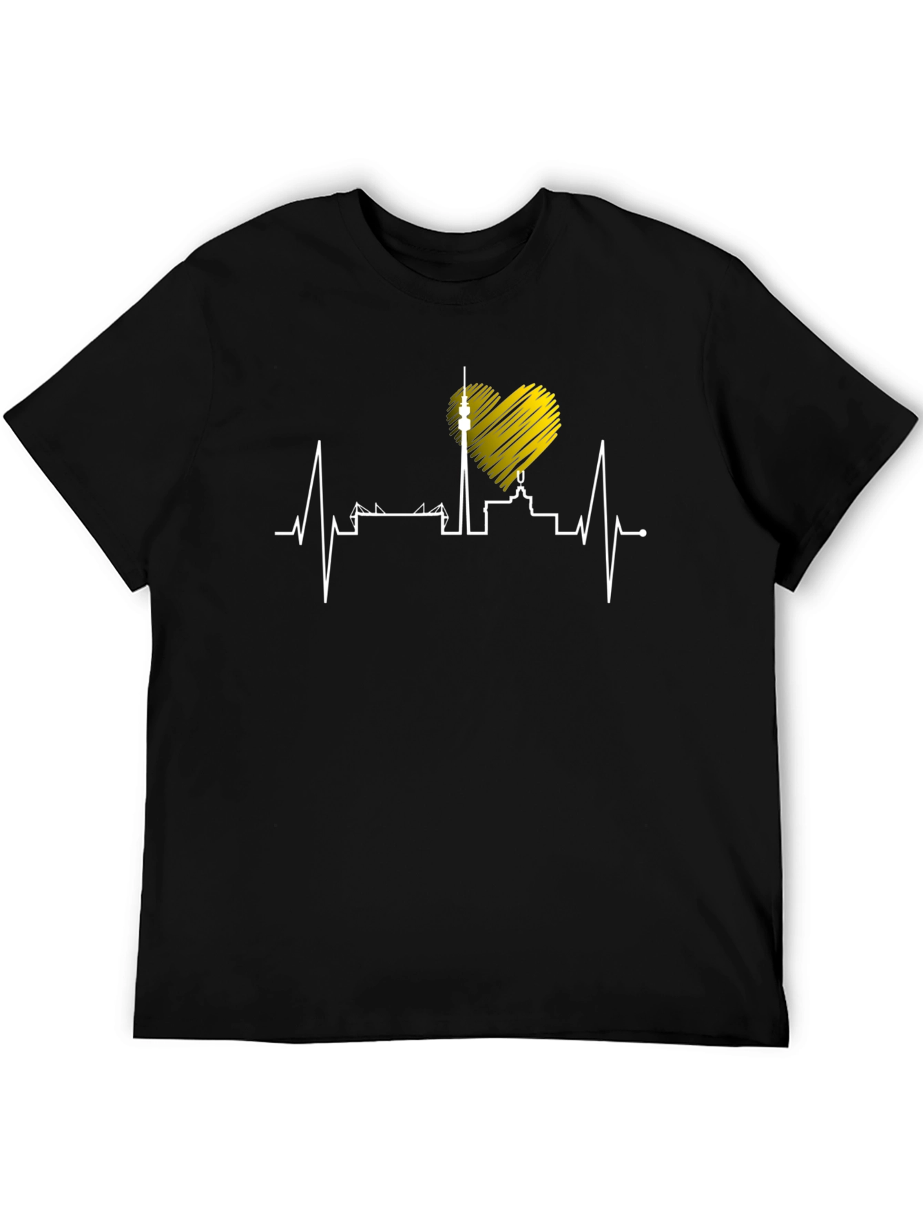 Berlin Skyline Heartbeat Black T-Shirt