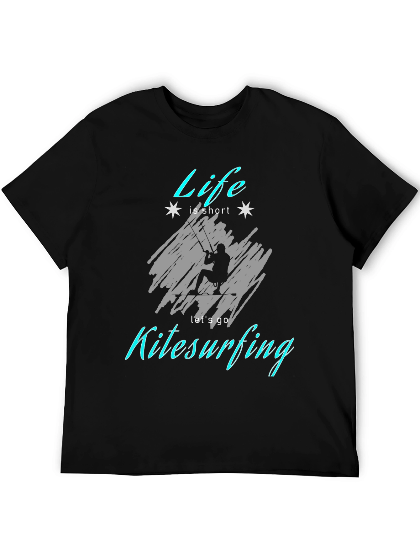 Life is Short Kitesurfing Black T-Shirt