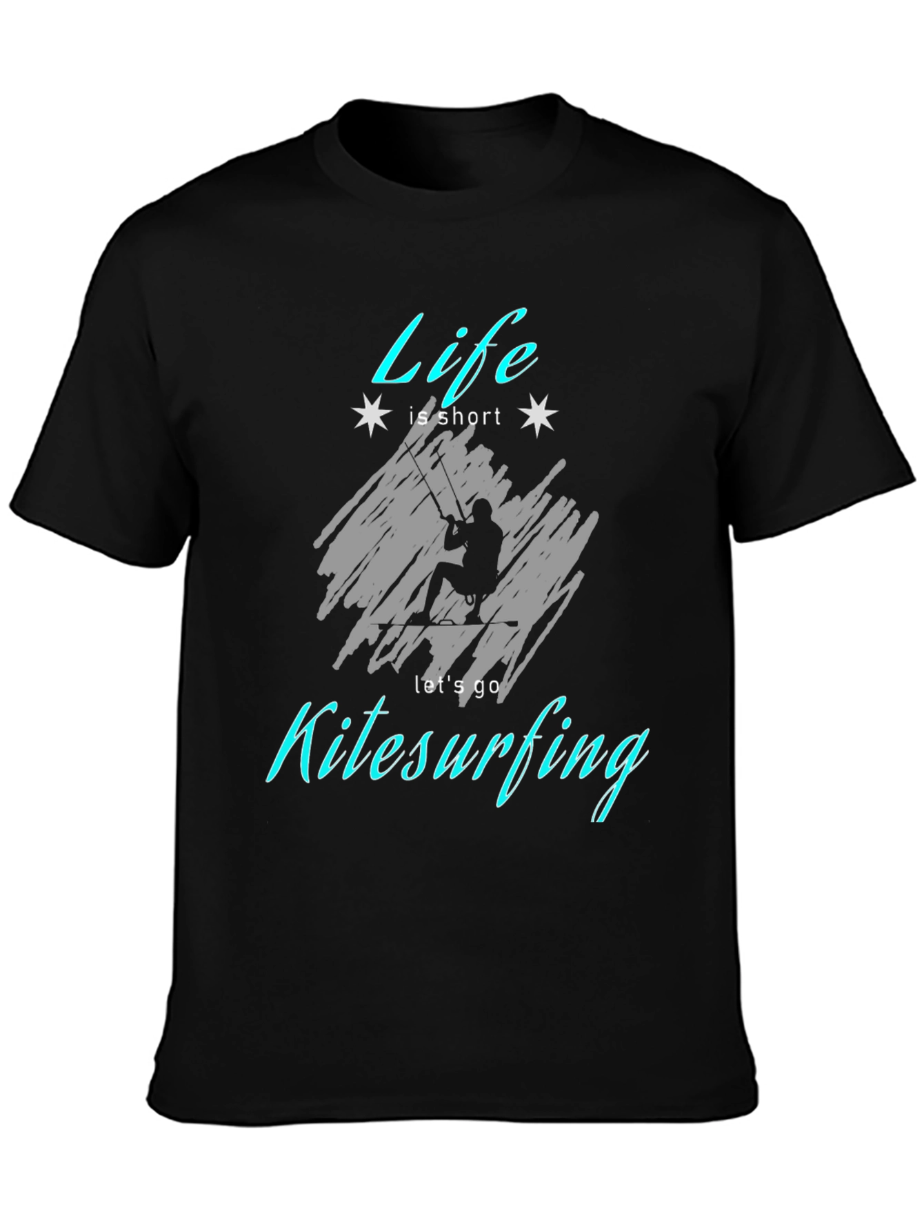 Life is Short Kitesurfing Black T-Shirt