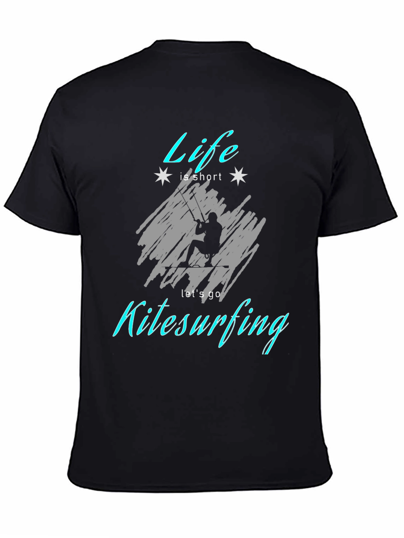 Life is Short Kitesurfing Black T-Shirt