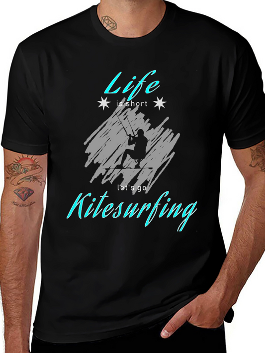 Life is Short Kitesurfing Black T-Shirt