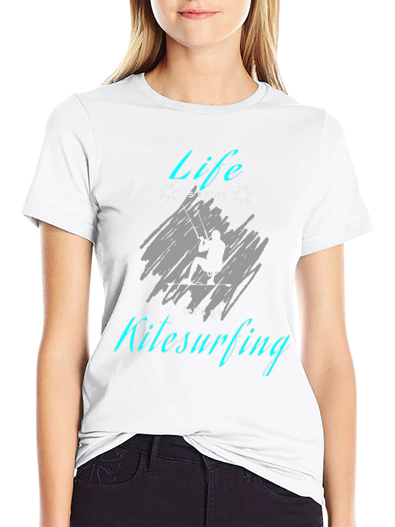 Life is Short Kitesurfing Black T-Shirt