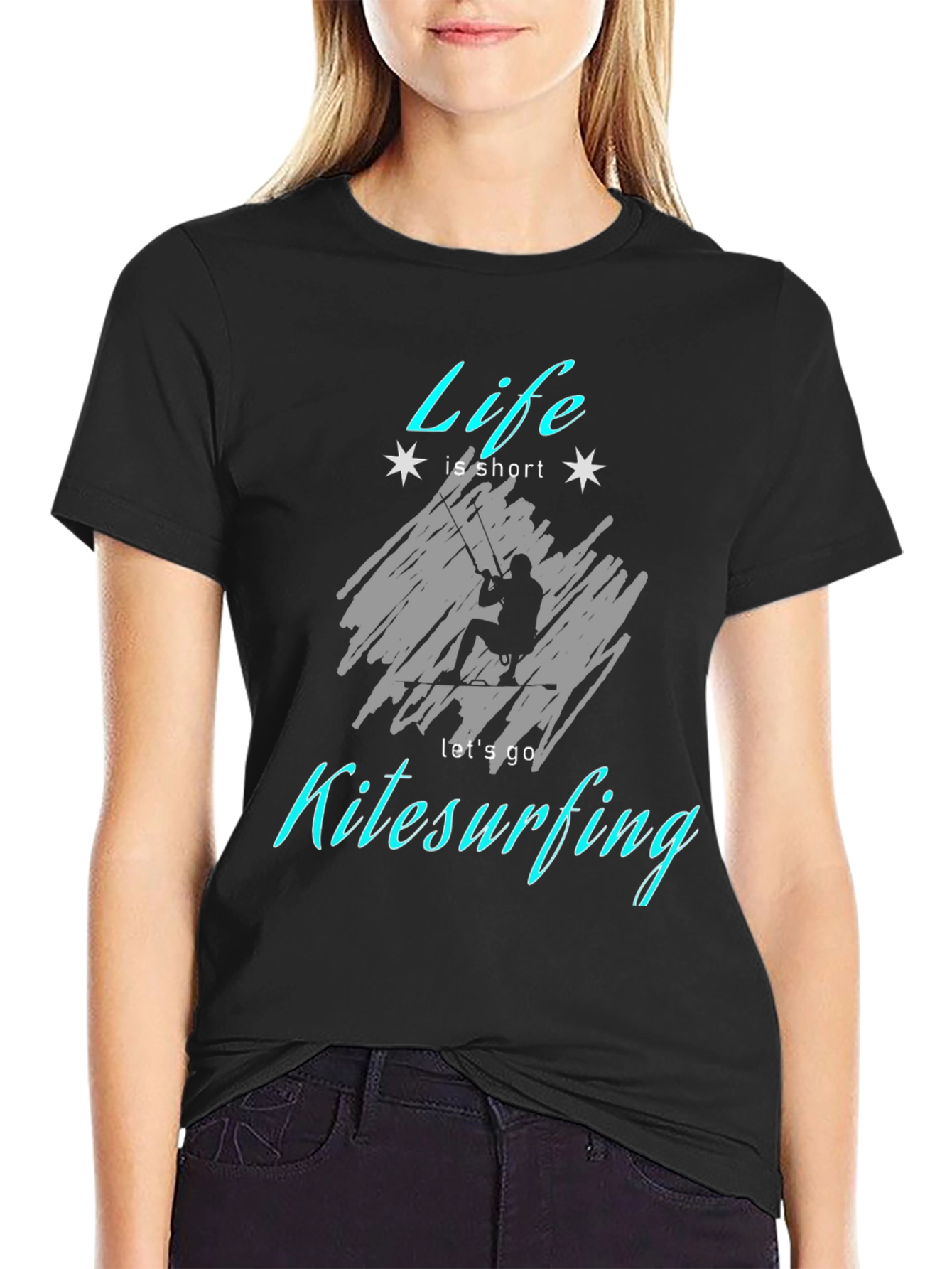 Life is Short Kitesurfing Black T-Shirt
