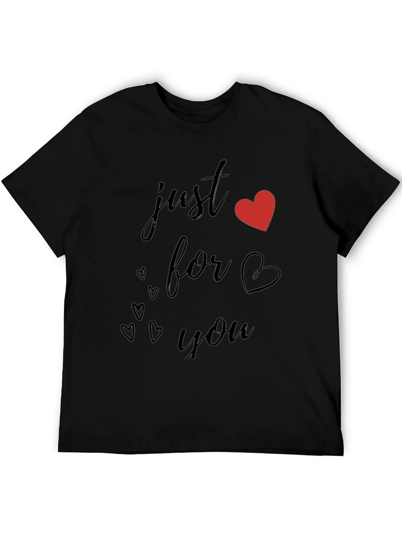 Just For You Black Heart Graphic T-Shirt
