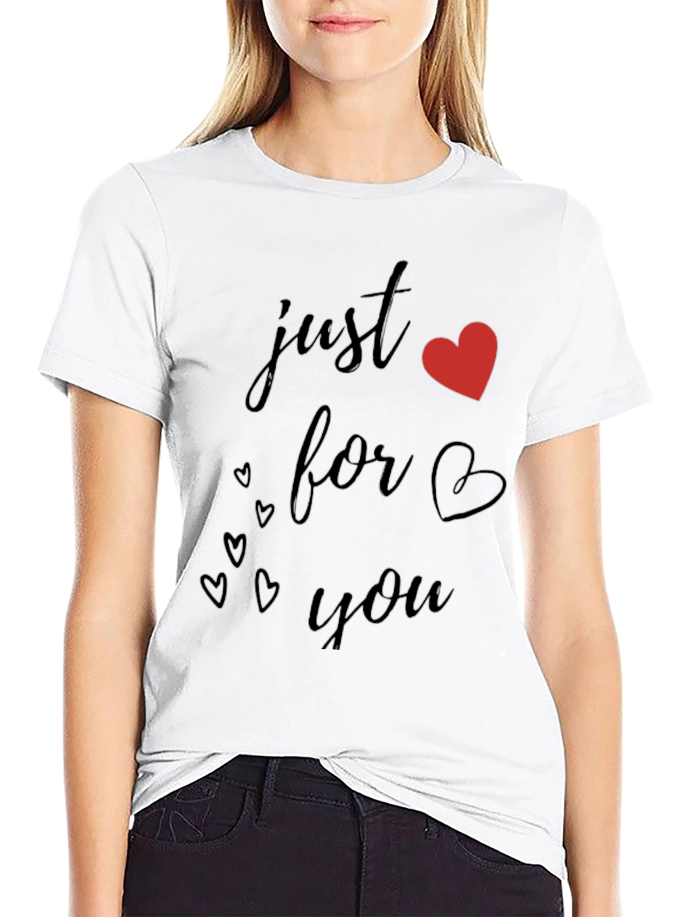 Just For You Black Heart Graphic T-Shirt