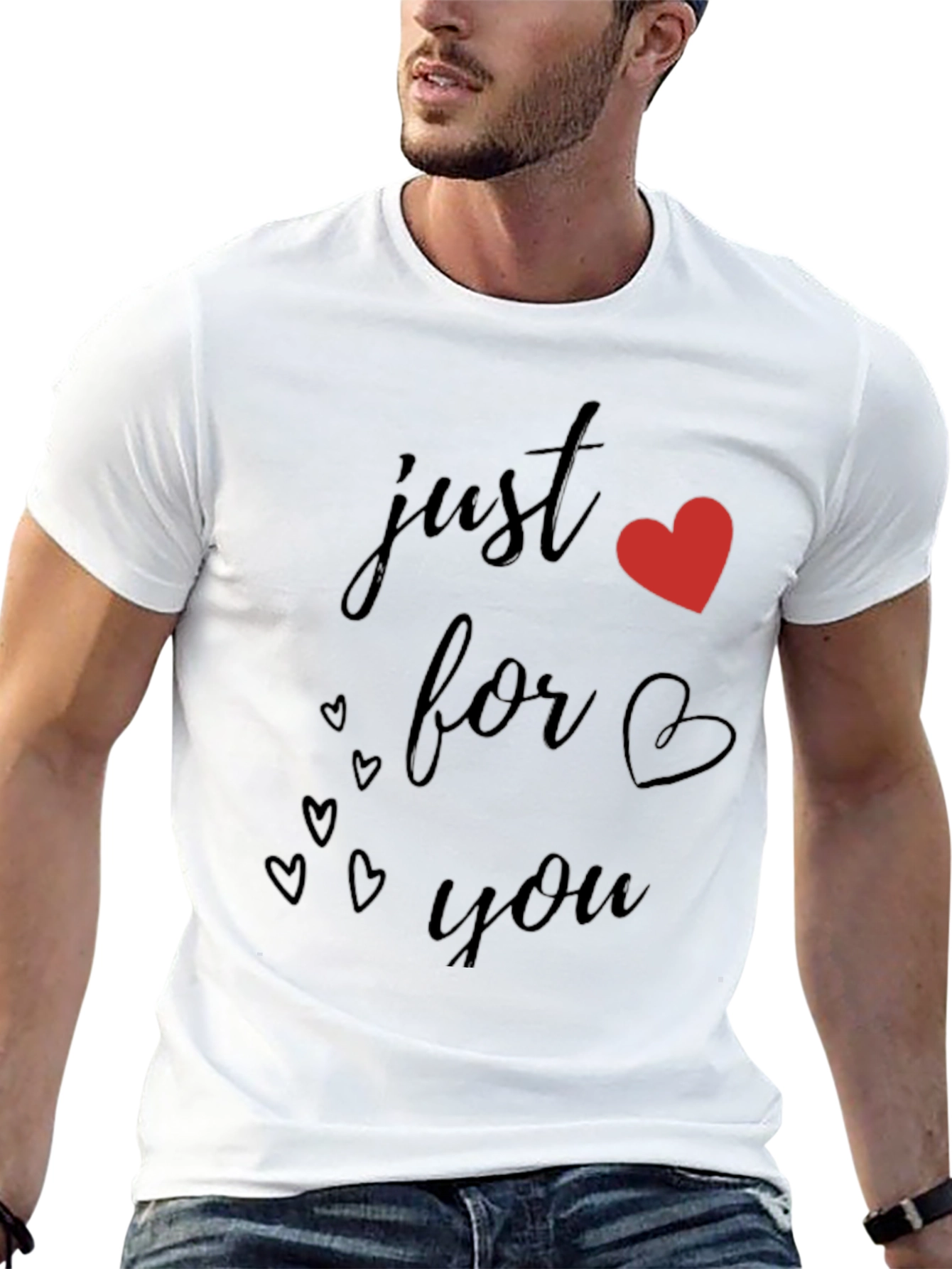 Just For You Black Heart Graphic T-Shirt