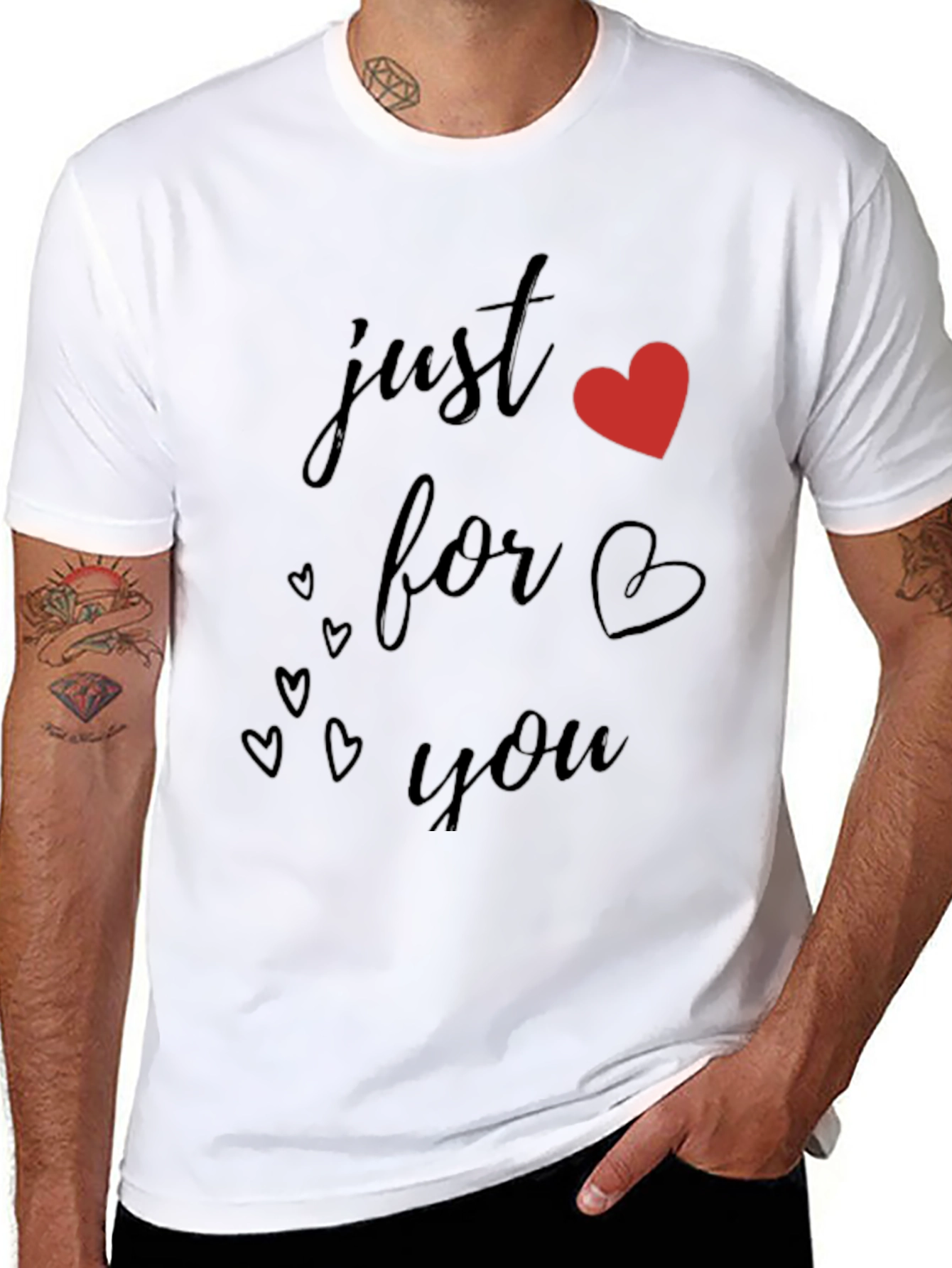 Just For You Black Heart Graphic T-Shirt