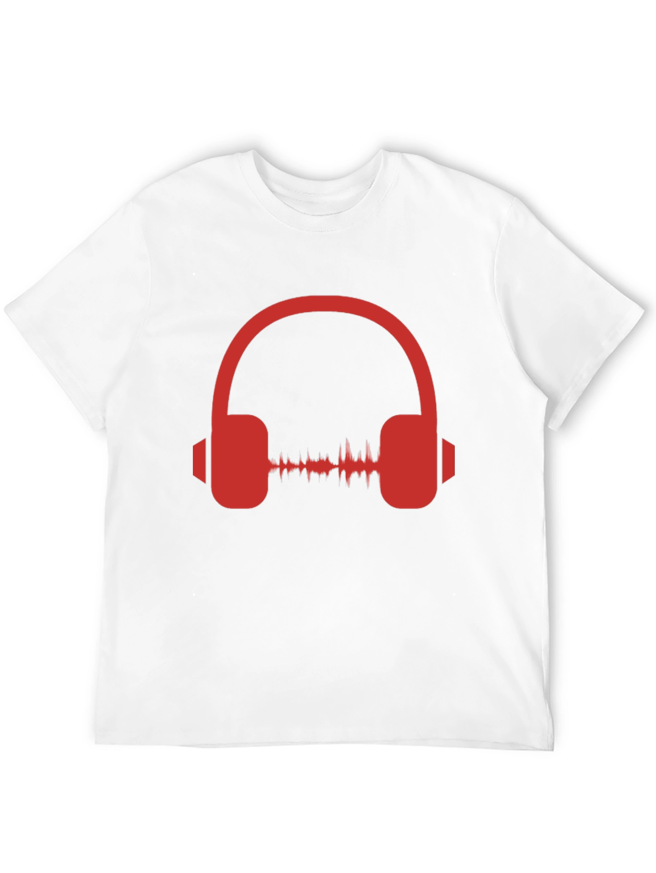 Red Headphone Graphic Black T-Shirt