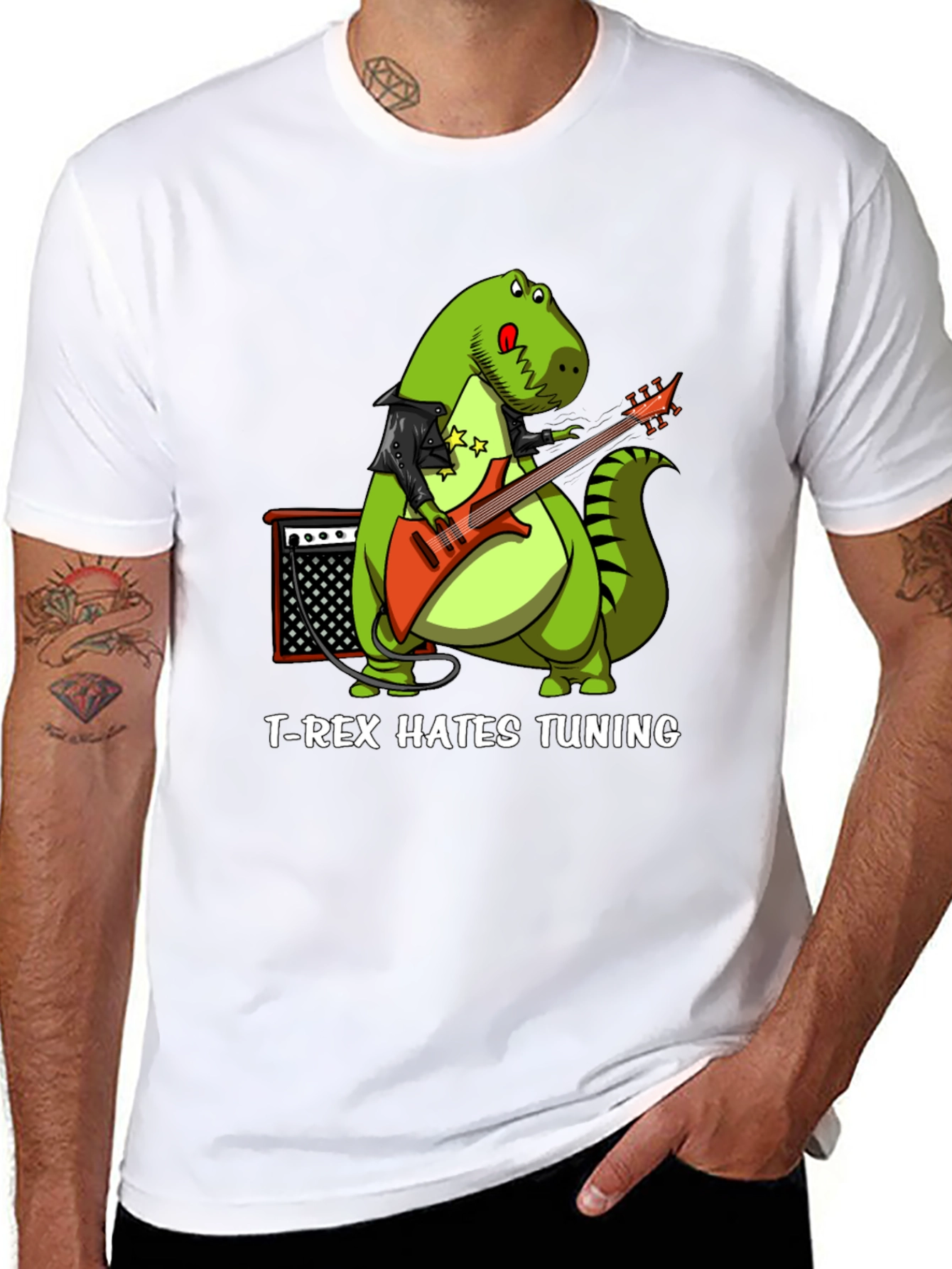 T-Rex Hates Tuning Funny Graphic Tee