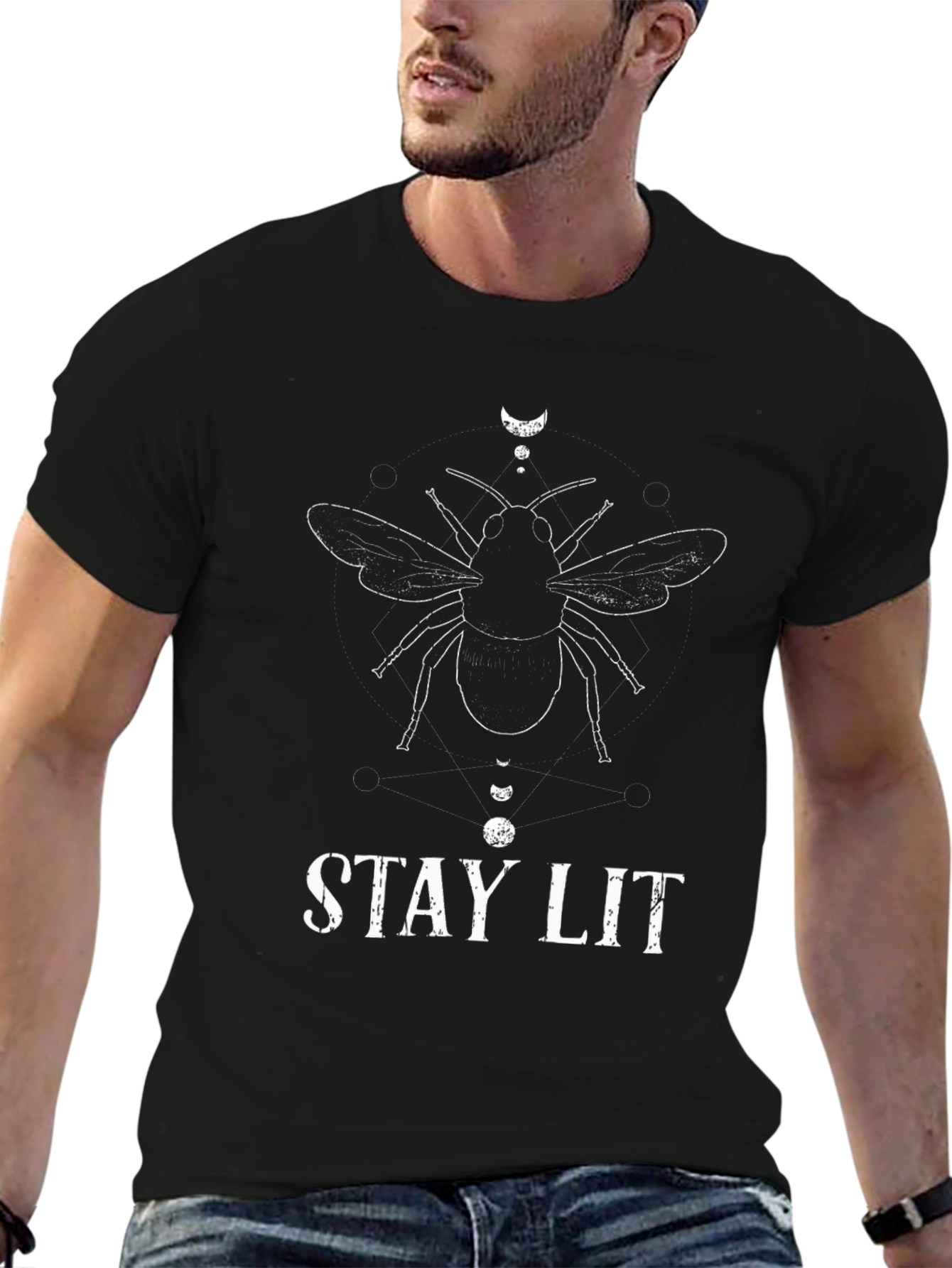 Stay Lit Graphic Tee - Black Cotton T-Shirt