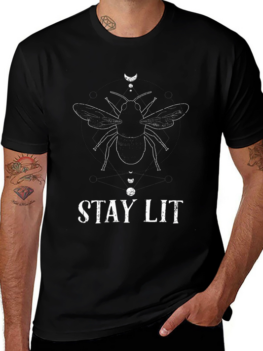 Stay Lit Graphic Tee - Black Cotton T-Shirt