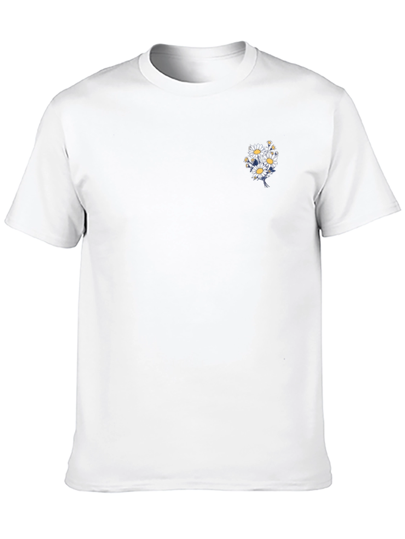 Black T-Shirt with Daisy Bouquet Design