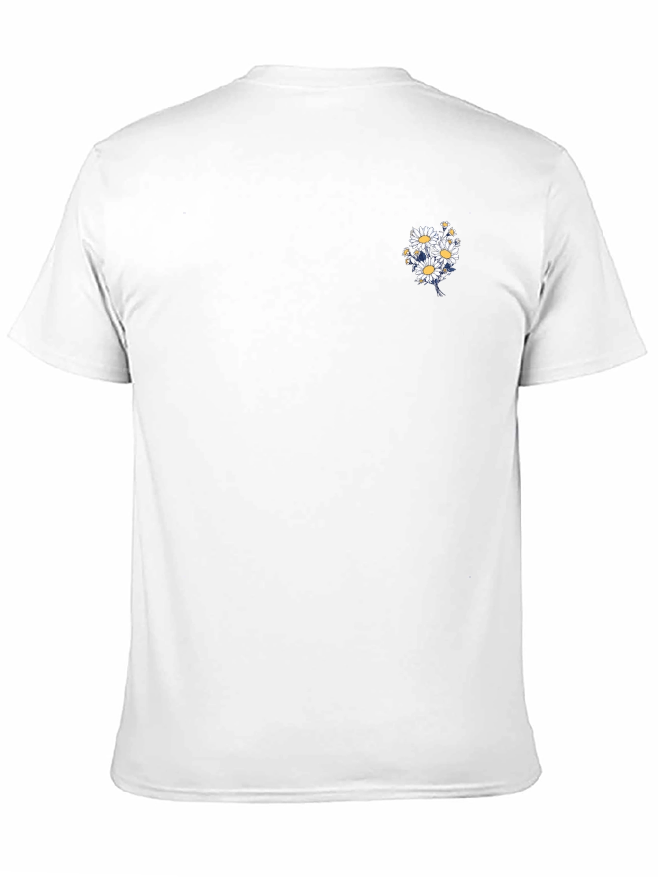 Black T-Shirt with Daisy Bouquet Design