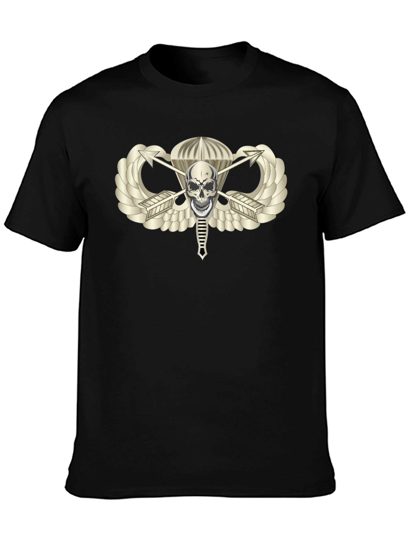 Skull Parachute Badge Black T-Shirt