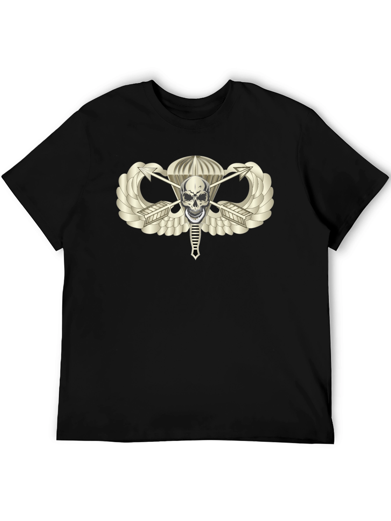 Skull Parachute Badge Black T-Shirt