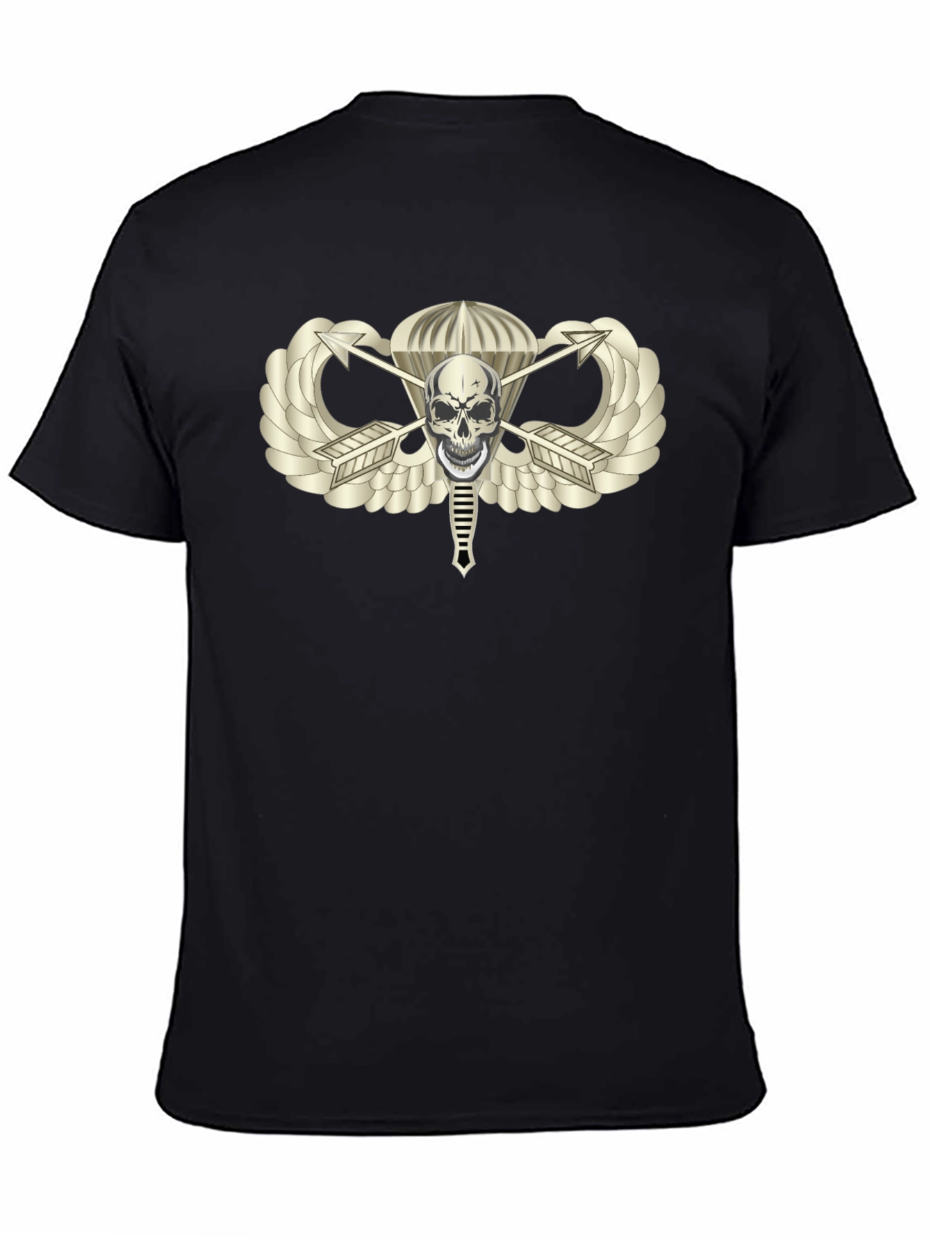Skull Parachute Badge Black T-Shirt