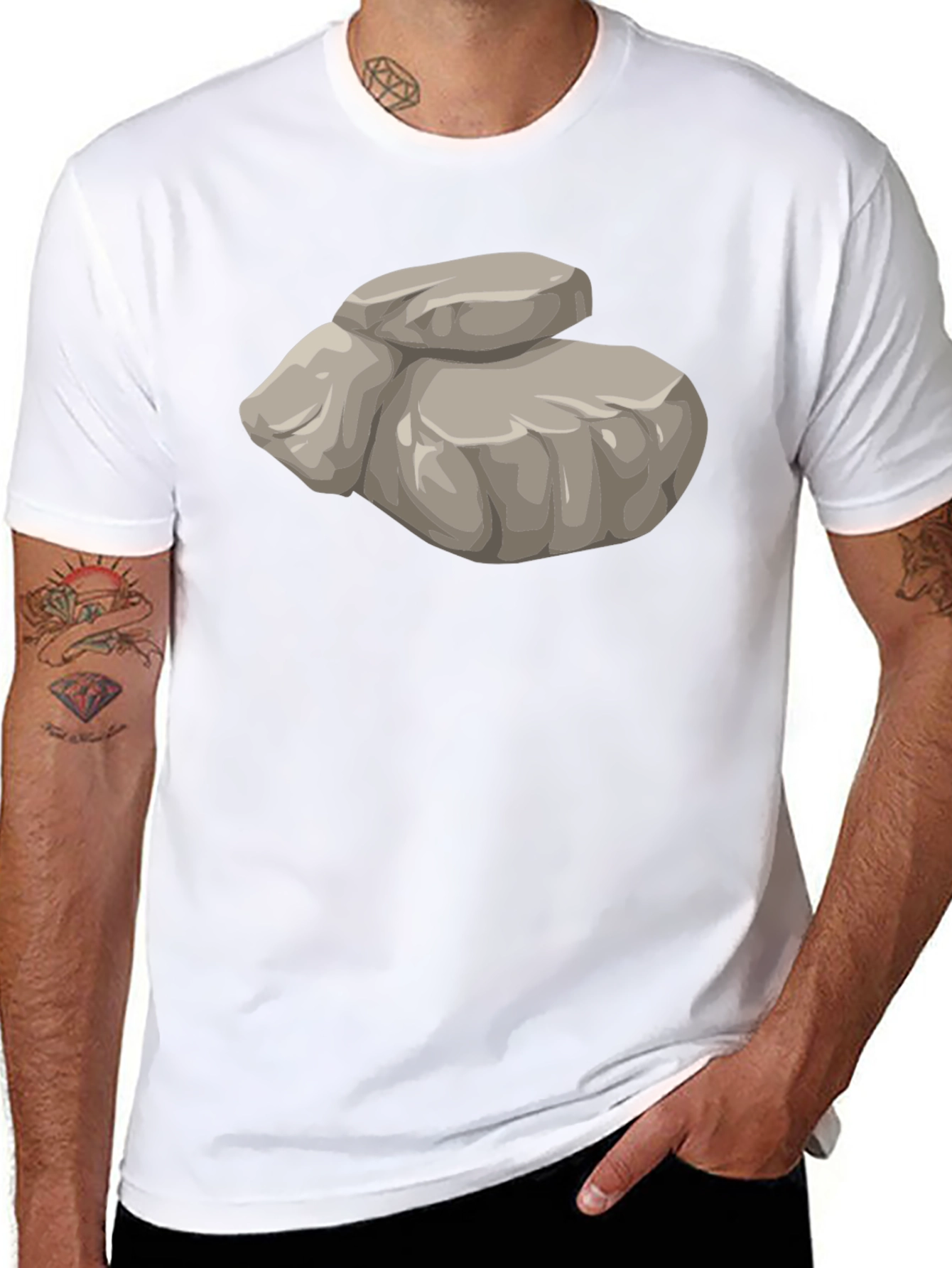 Funny Rock Pile Graphic T-Shirt - Black