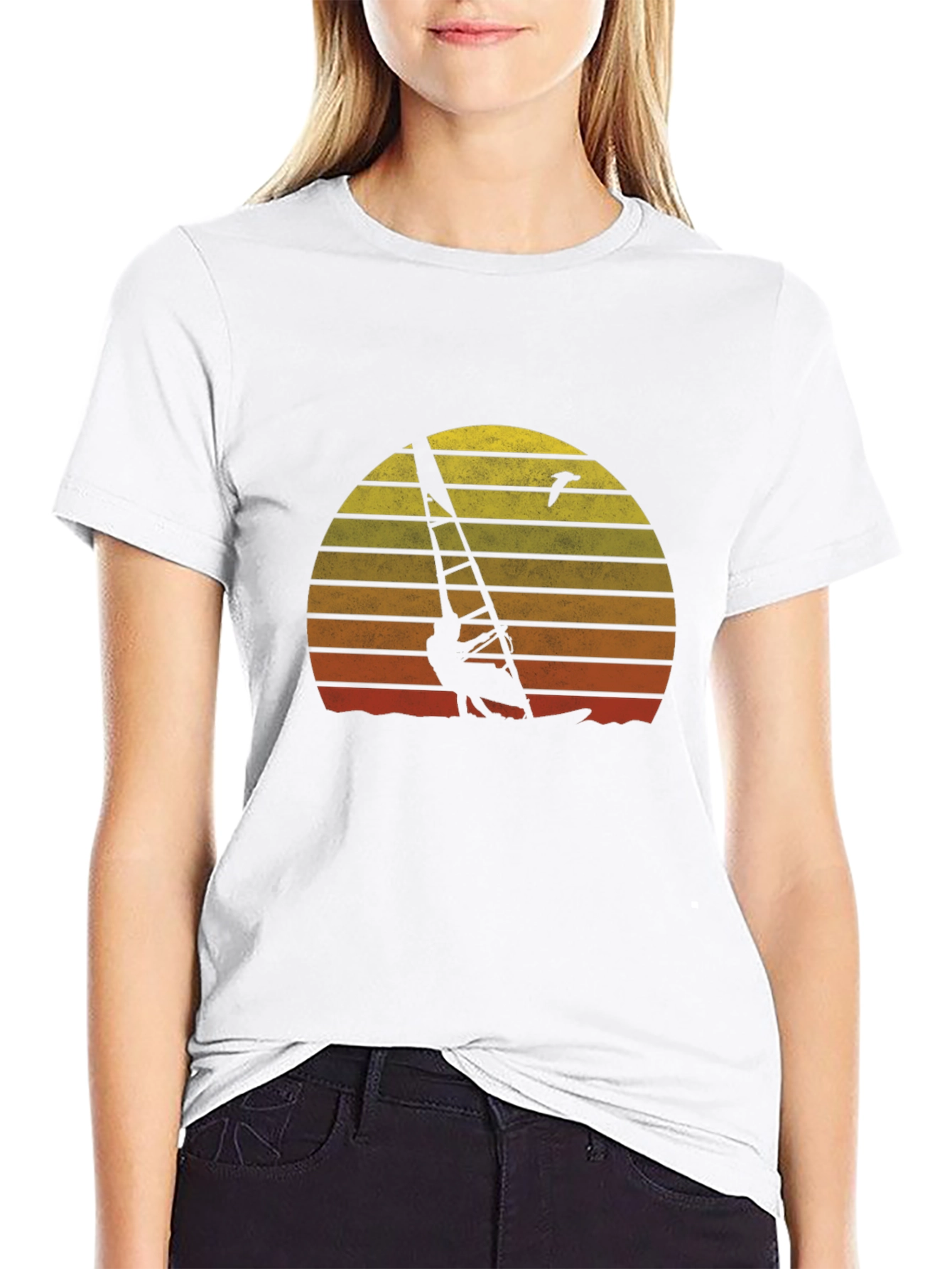 Sunset Windsurfer Graphic Tee - Retro Style