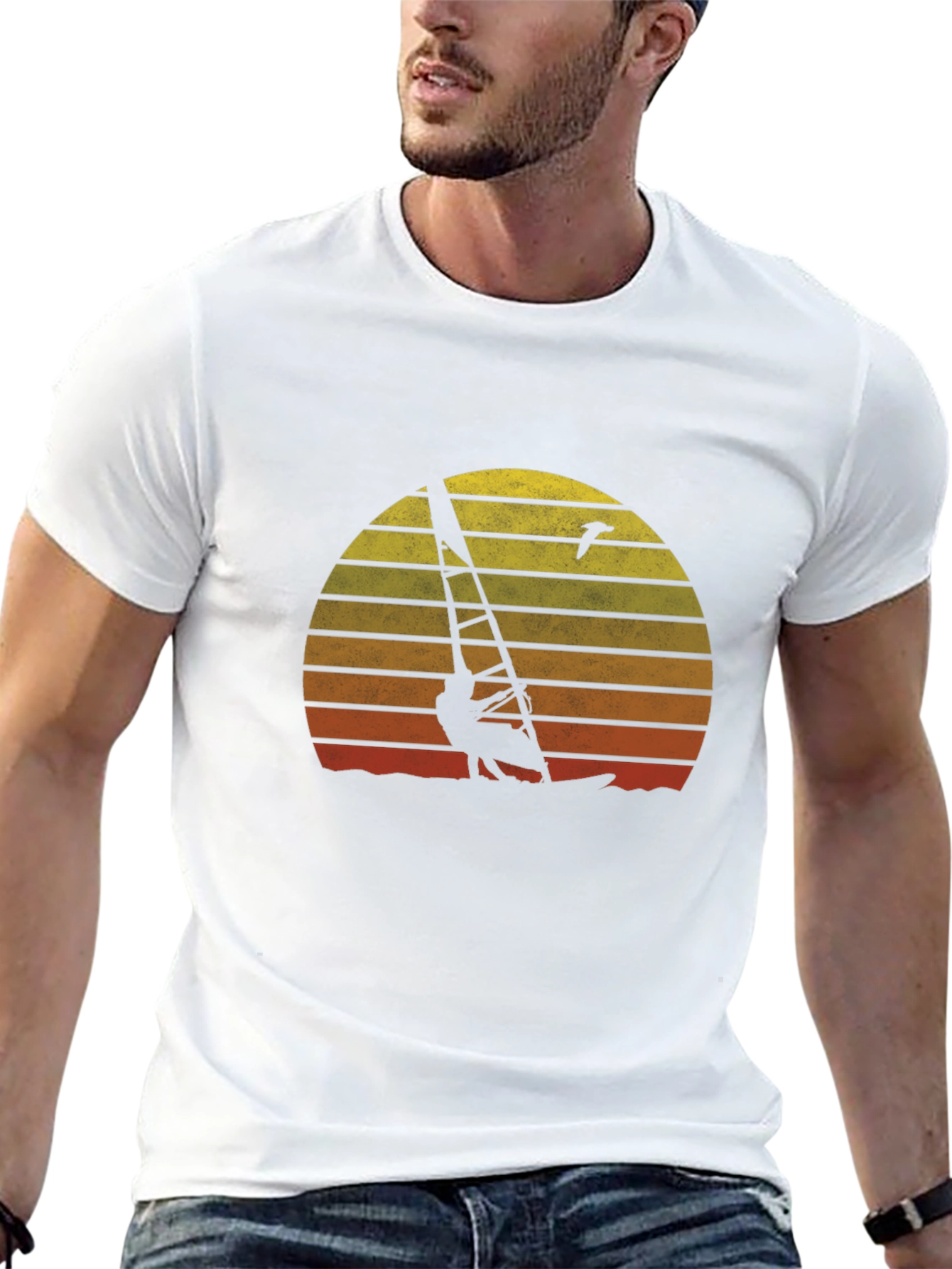 Sunset Windsurfer Graphic Tee - Retro Style