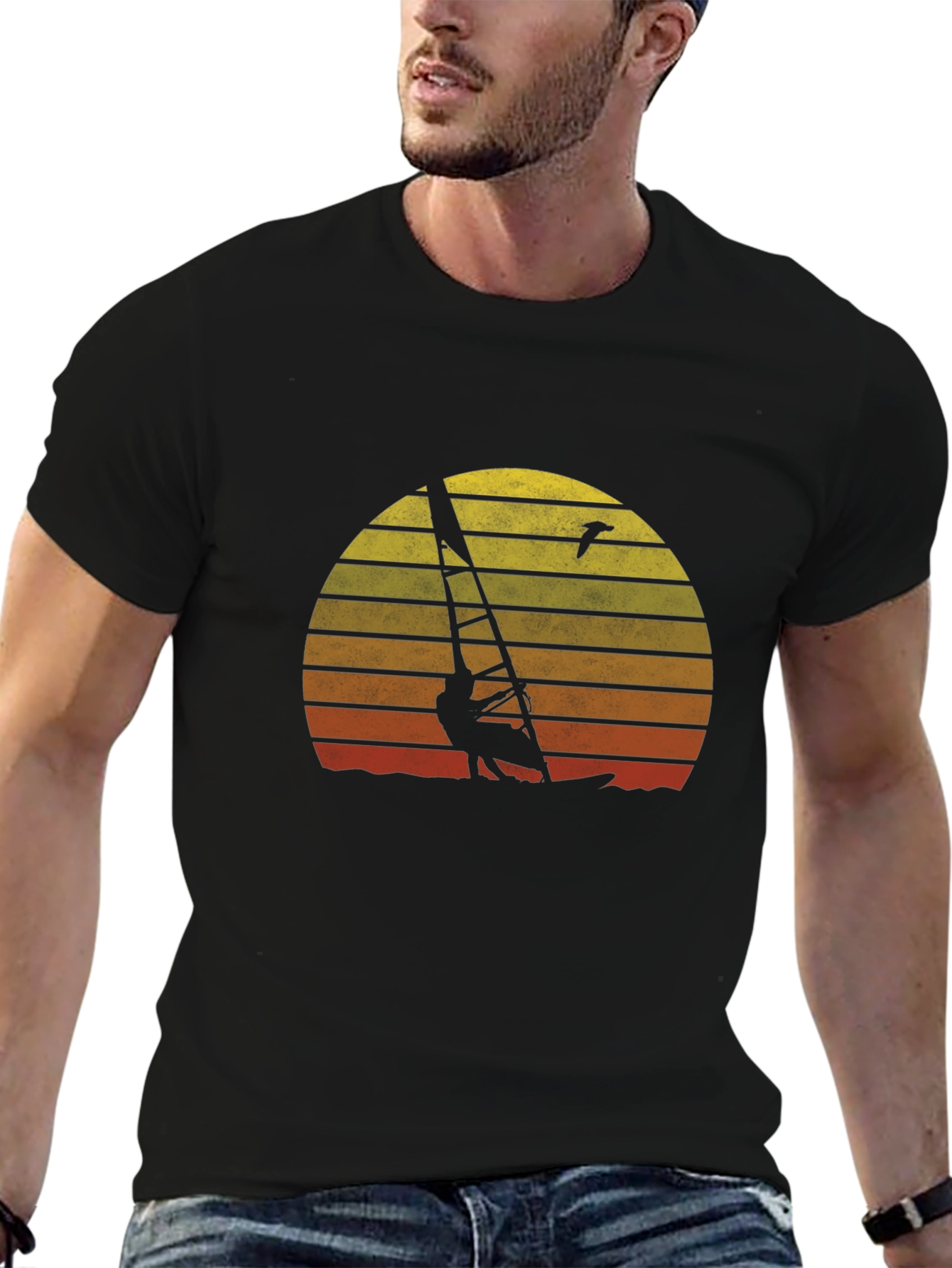Sunset Windsurfer Graphic Tee - Retro Style