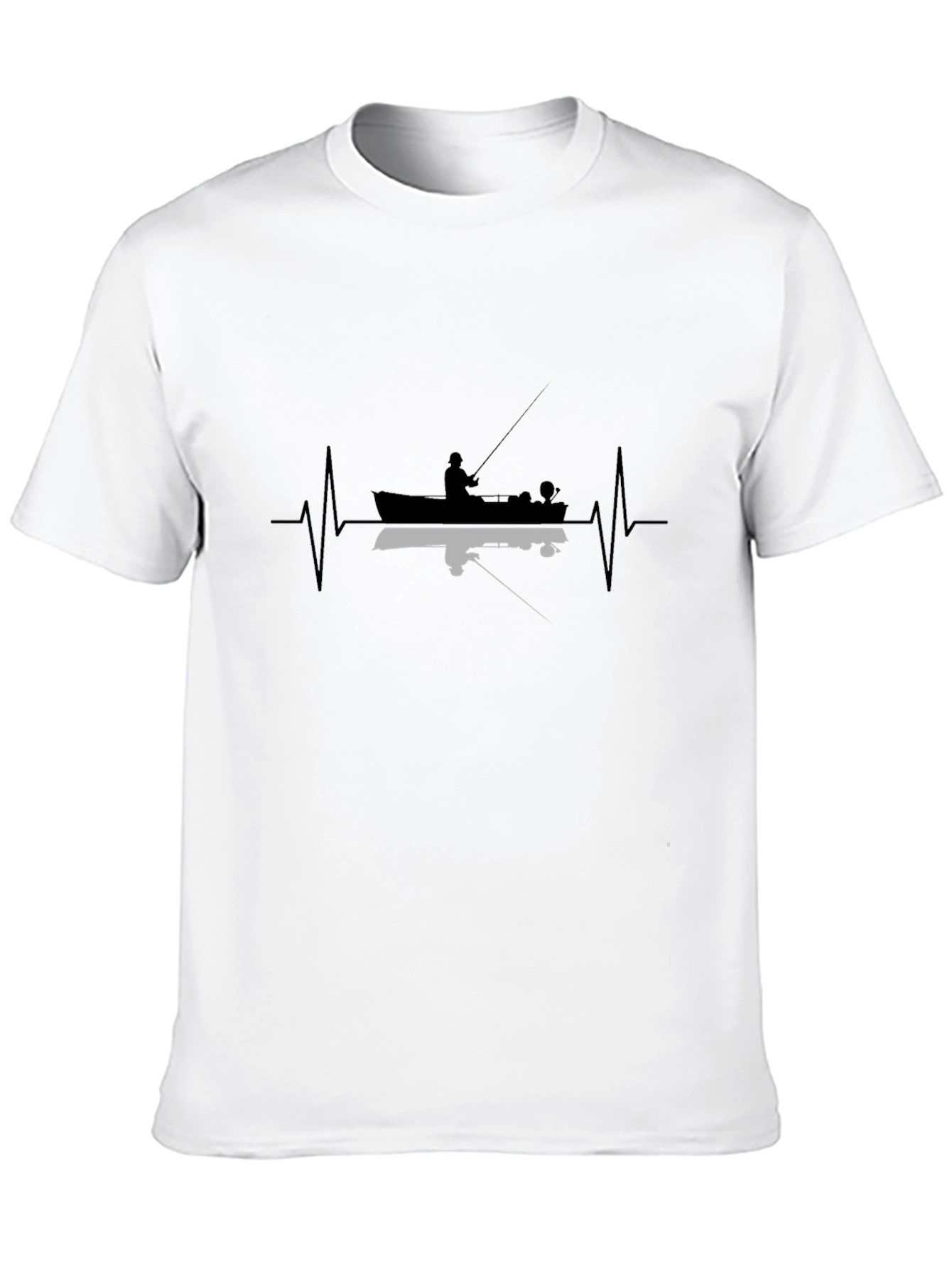 Fishing Heartbeat T-Shirt - Black