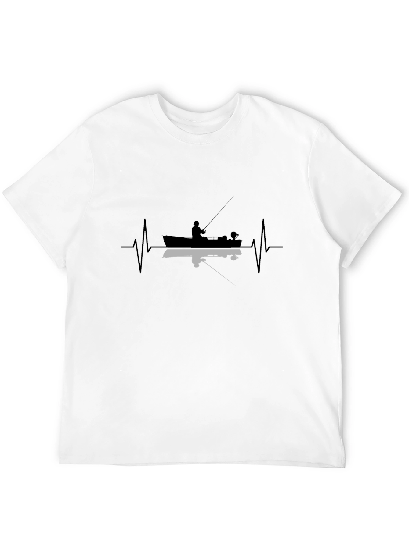Fishing Heartbeat T-Shirt - Black