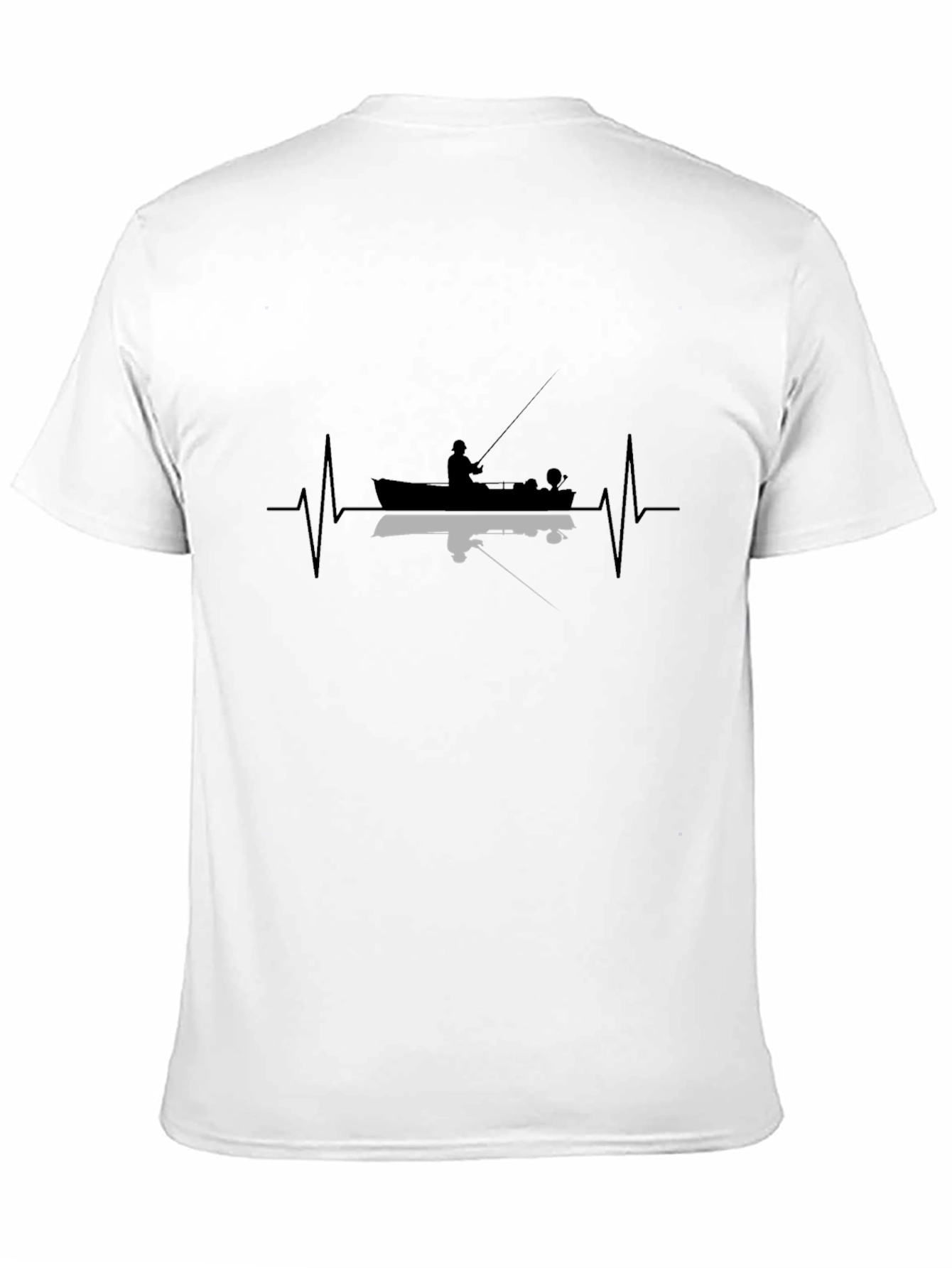 Fishing Heartbeat T-Shirt - Black