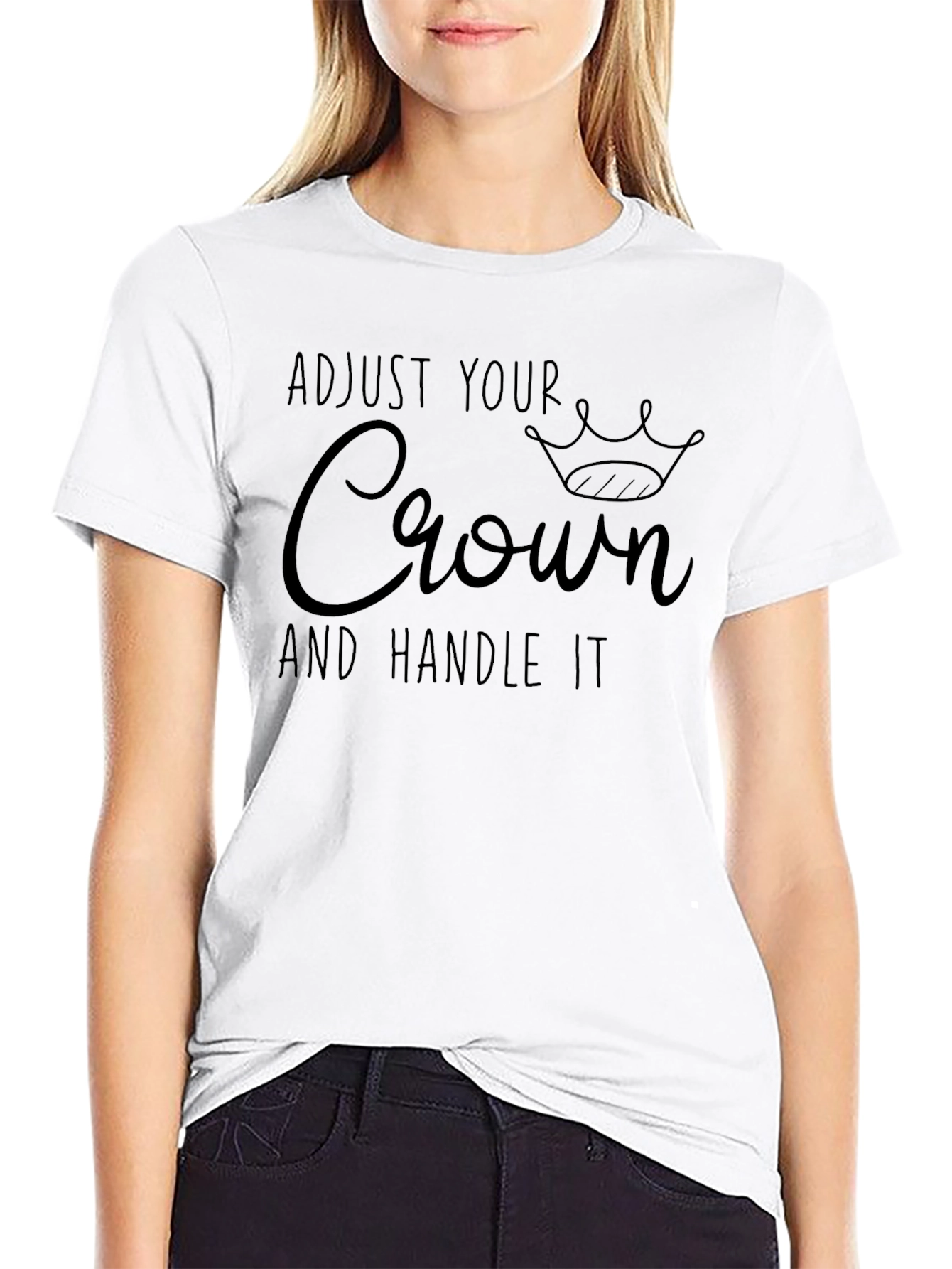 Adjust Your Crown T-Shirt - Black Cotton Blend