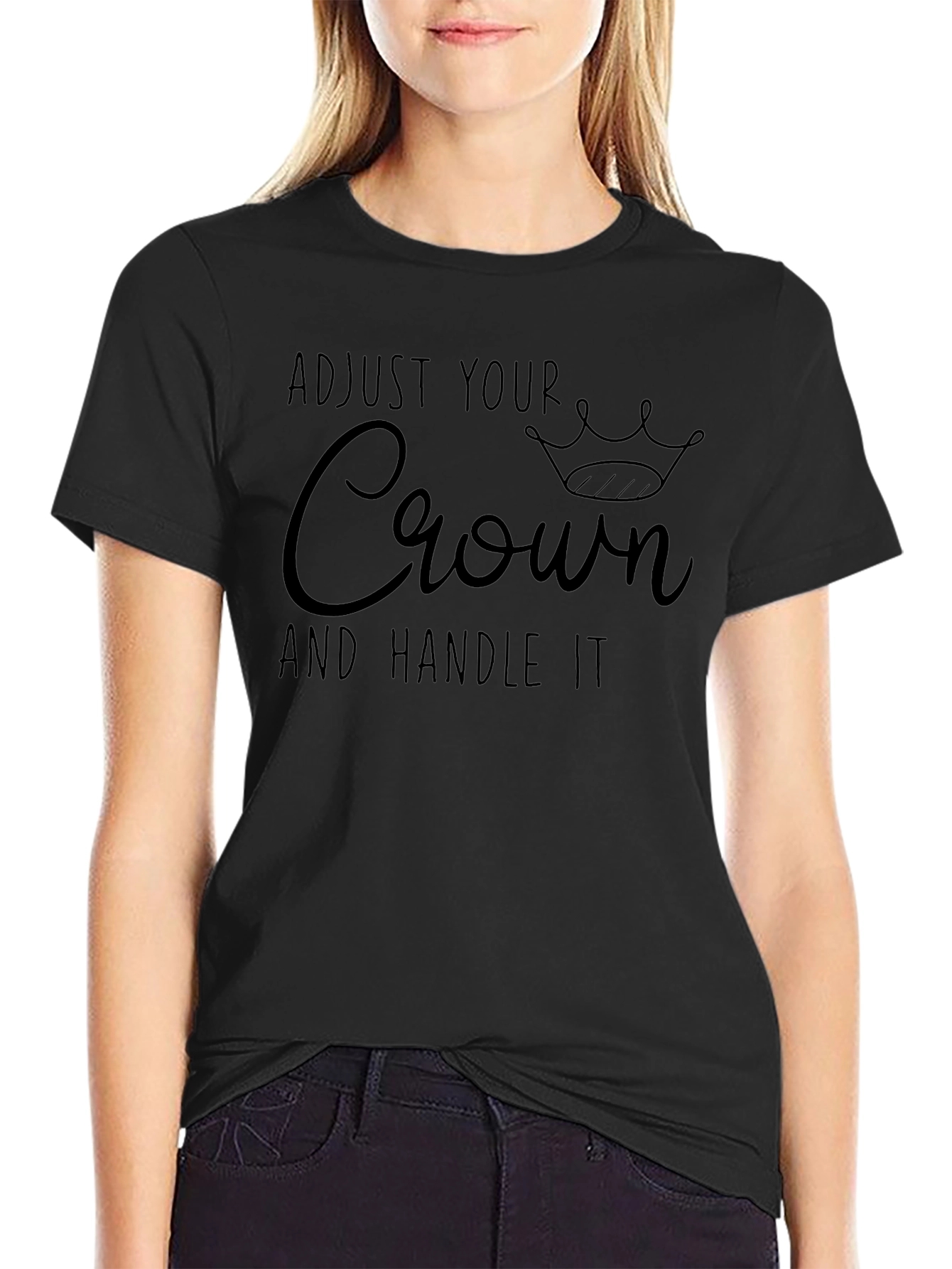 Adjust Your Crown T-Shirt - Black Cotton Blend