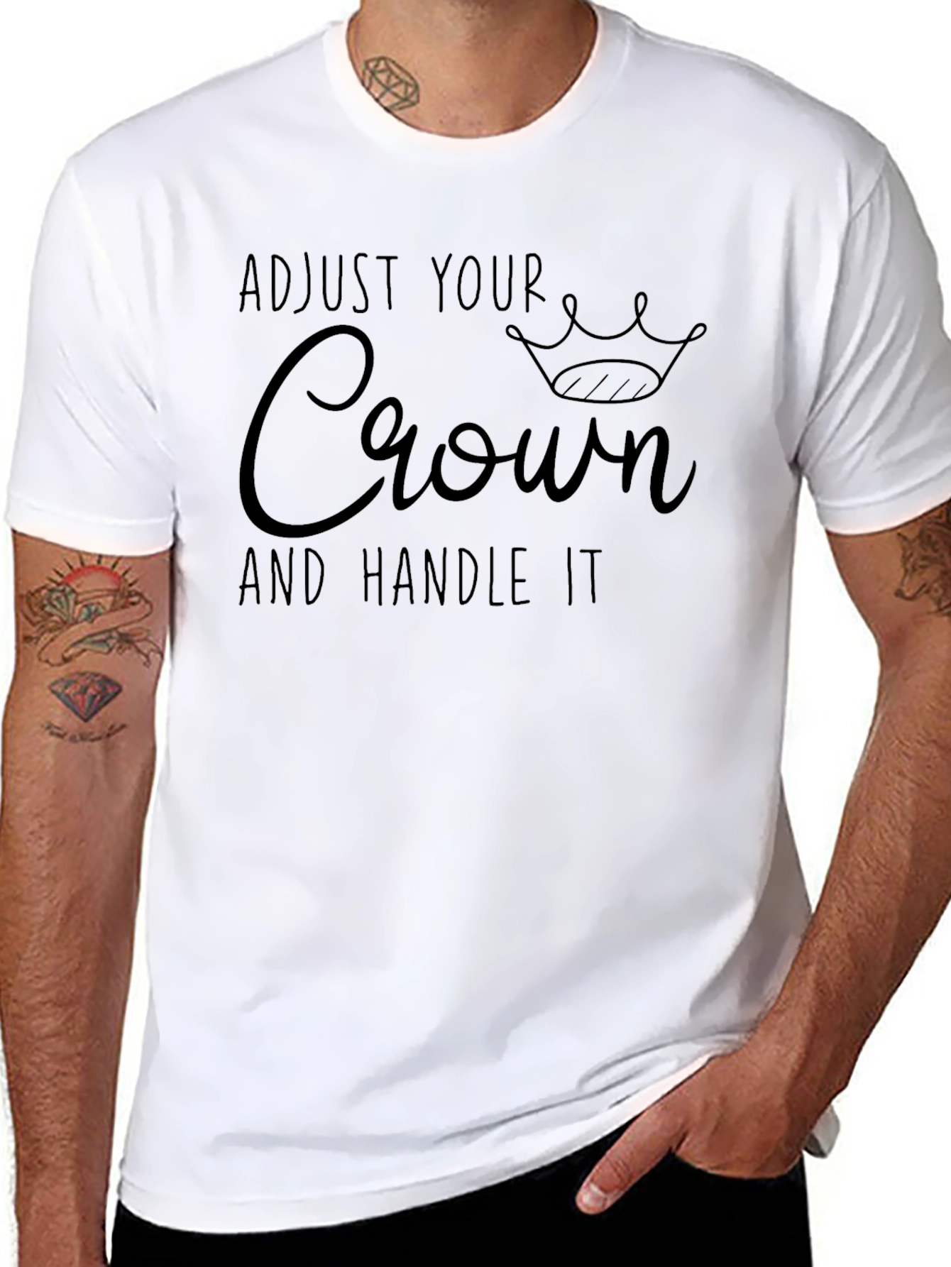 Adjust Your Crown T-Shirt - Black Cotton Blend
