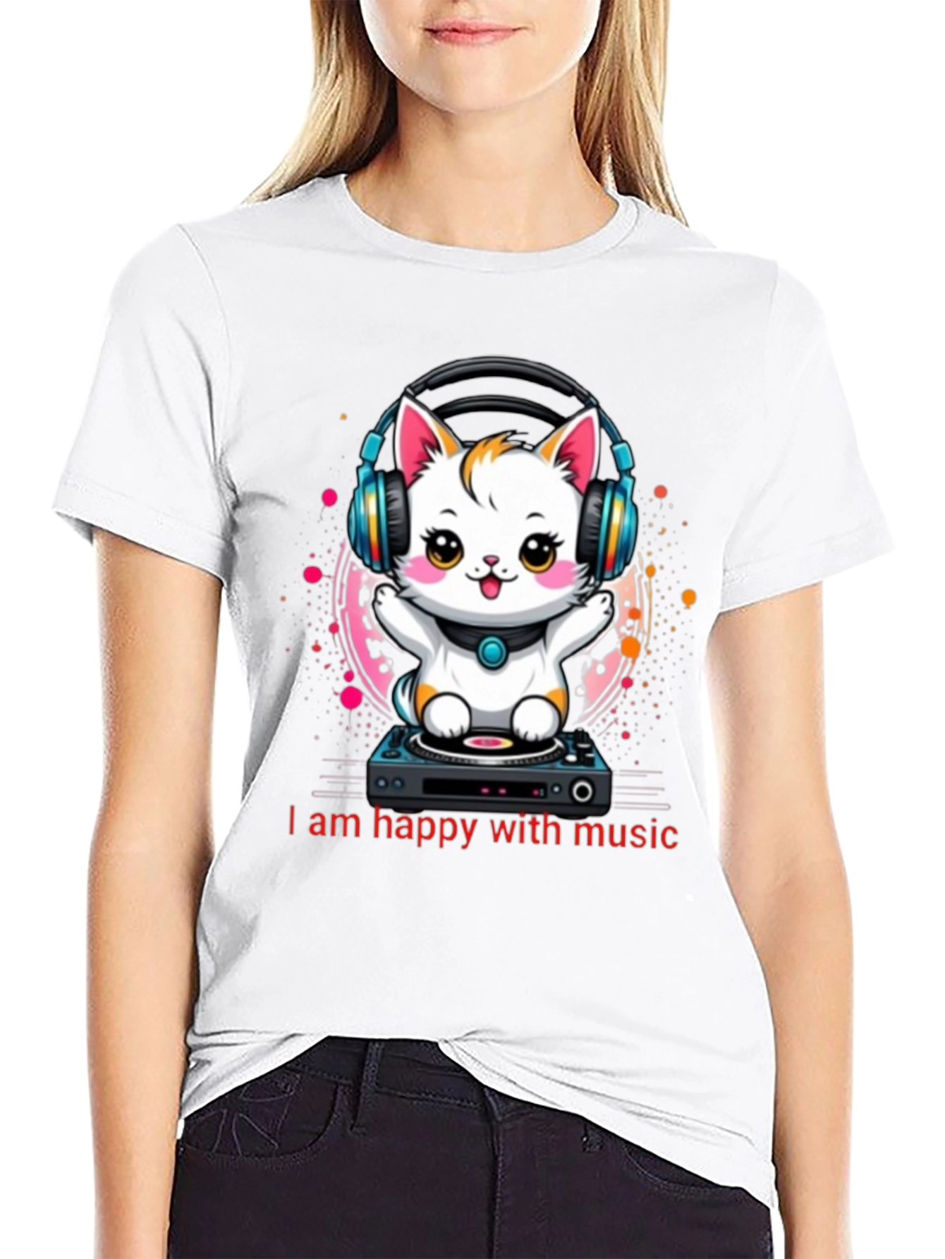 Music Lover Tee: DJ Cat Graphic T-Shirt
